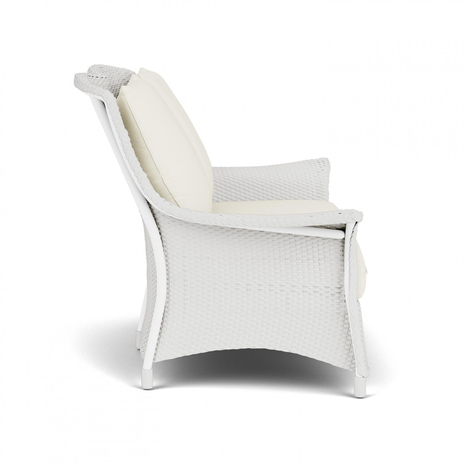 Lloyd Flanders Mandalay Loveseat in Matte White Finish with Sailcloth Salt fabric - Side thumbnail