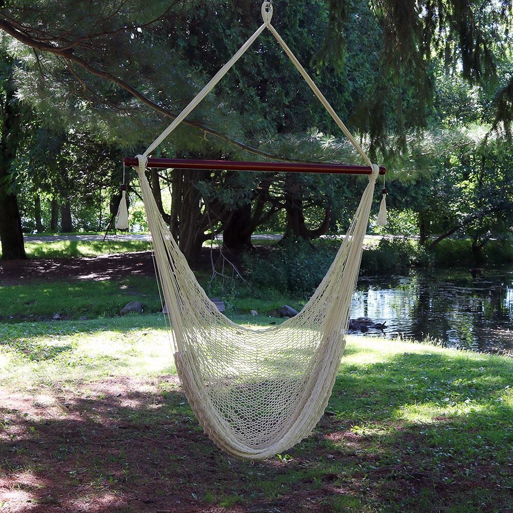 Ultimate Patio Extra Large Hanging Cabo Hammock Chair - Cream - Lifestyle thumbnail