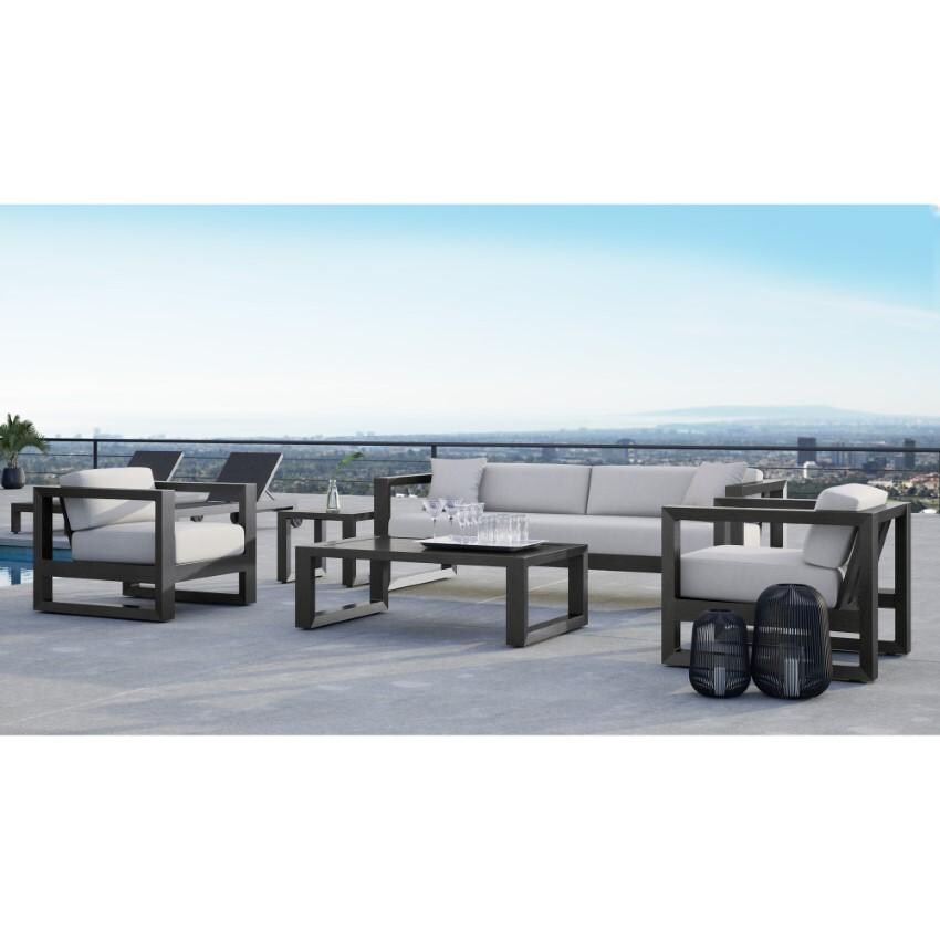 Redondo 3 Person Aluminum Sofa w/ No Welt in Slate/Canvas Natural by Sunset West - W/ Companion Pieces - Lifestyle thumbnail