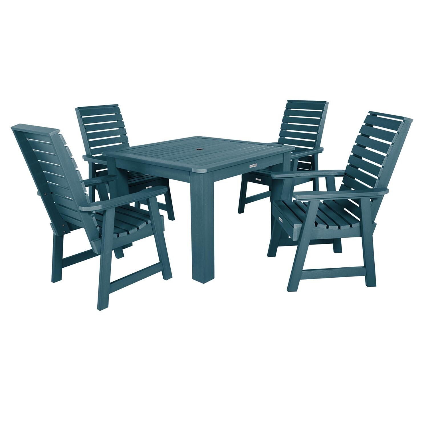 Elm Pointe 5 Pc Square Dining Set in Nantucket Blue By Lakeview Outdoor Designs - White Background thumbnail
