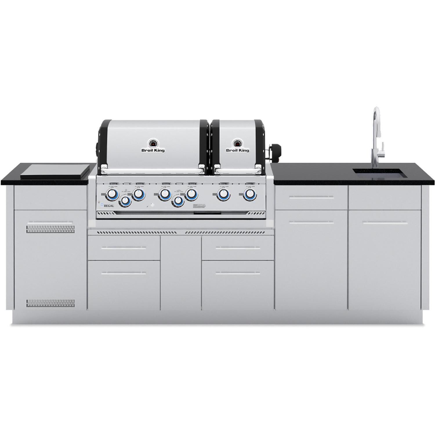 Broil King 897844E Imperial S 690iE 10 Ft Outdoor Kitchen Island w/ Propane 6 Burner Grill - Island - White Background thumbnail