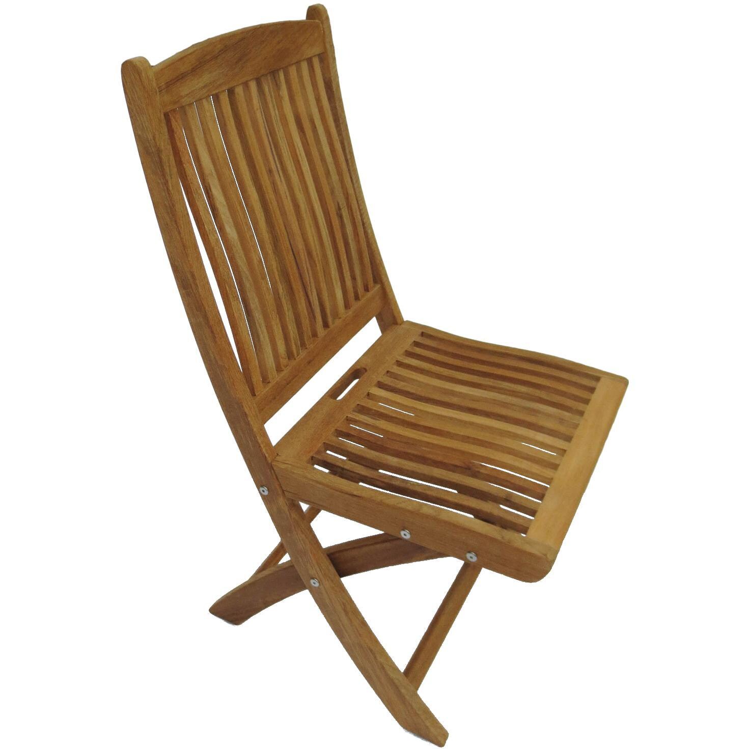 Royal Teak Collection Sailor Teak Folding Side Chair - White Background thumbnail