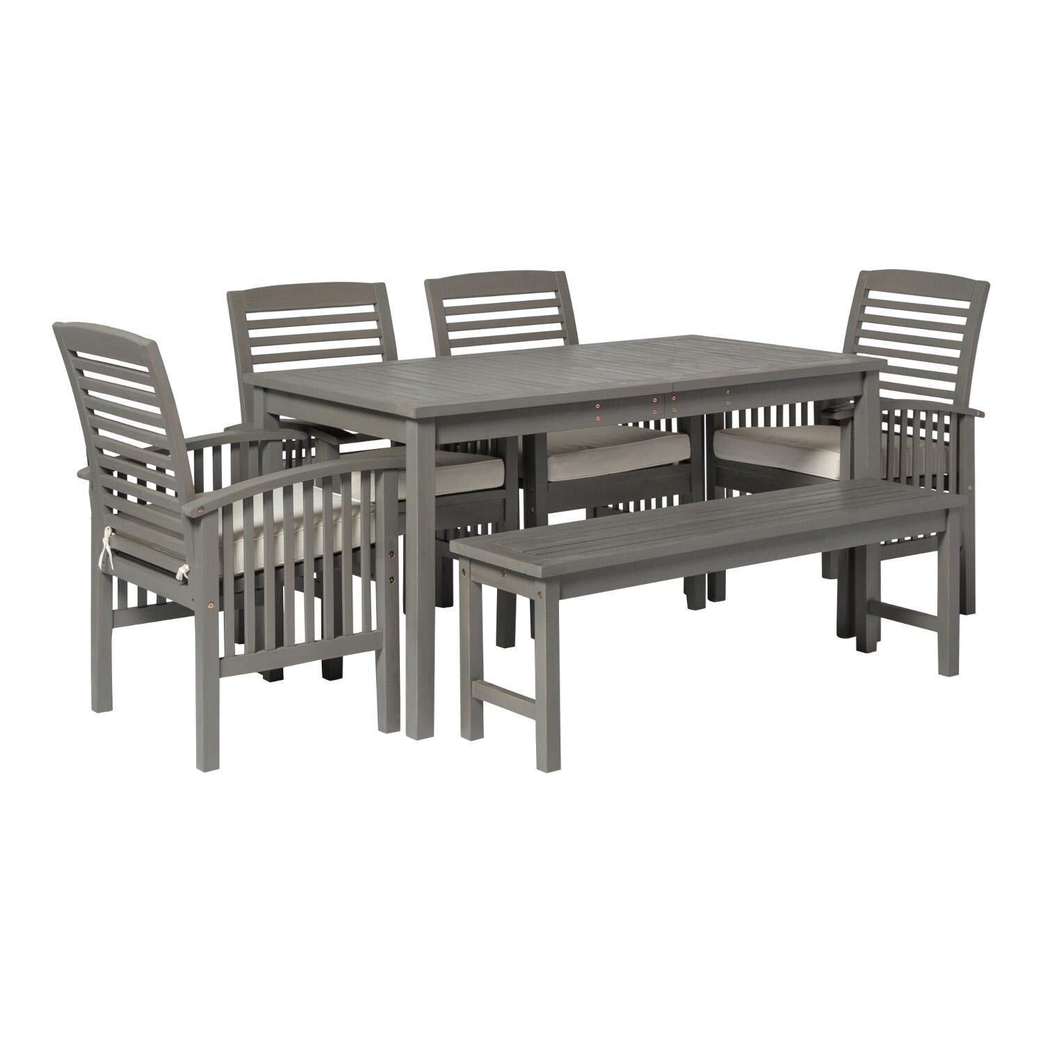 Ultimate Patio Horizon Way 6 Piece Acacia Patio Dining Set W/ 60 X 32 Inch - Rectangular - Table - Gray Wash - Angled Left thumbnail