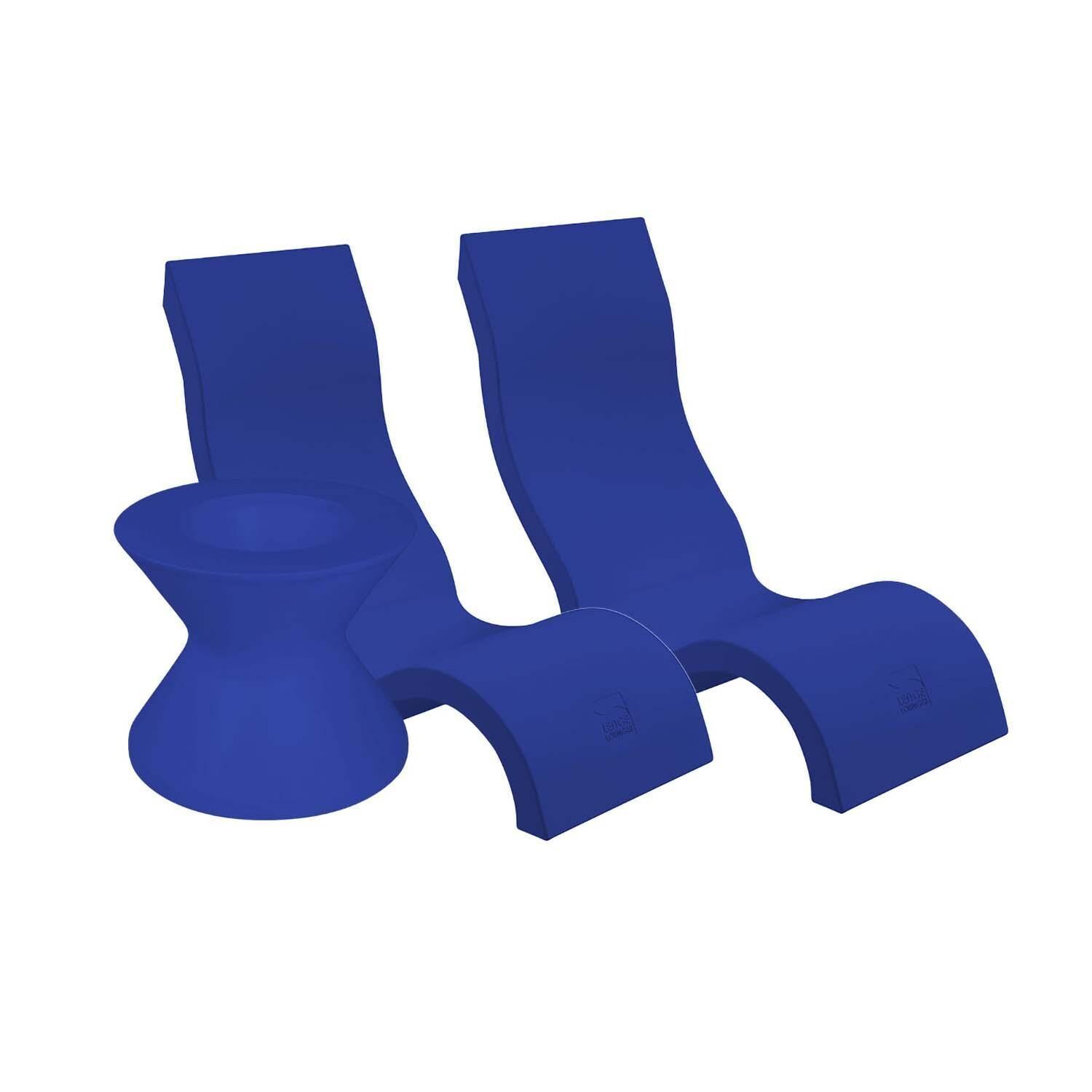 Ledge Lounger Signature Chair (Set of 2) W/Tall Ice Bin Side Table - Dark Blue - White Background thumbnail