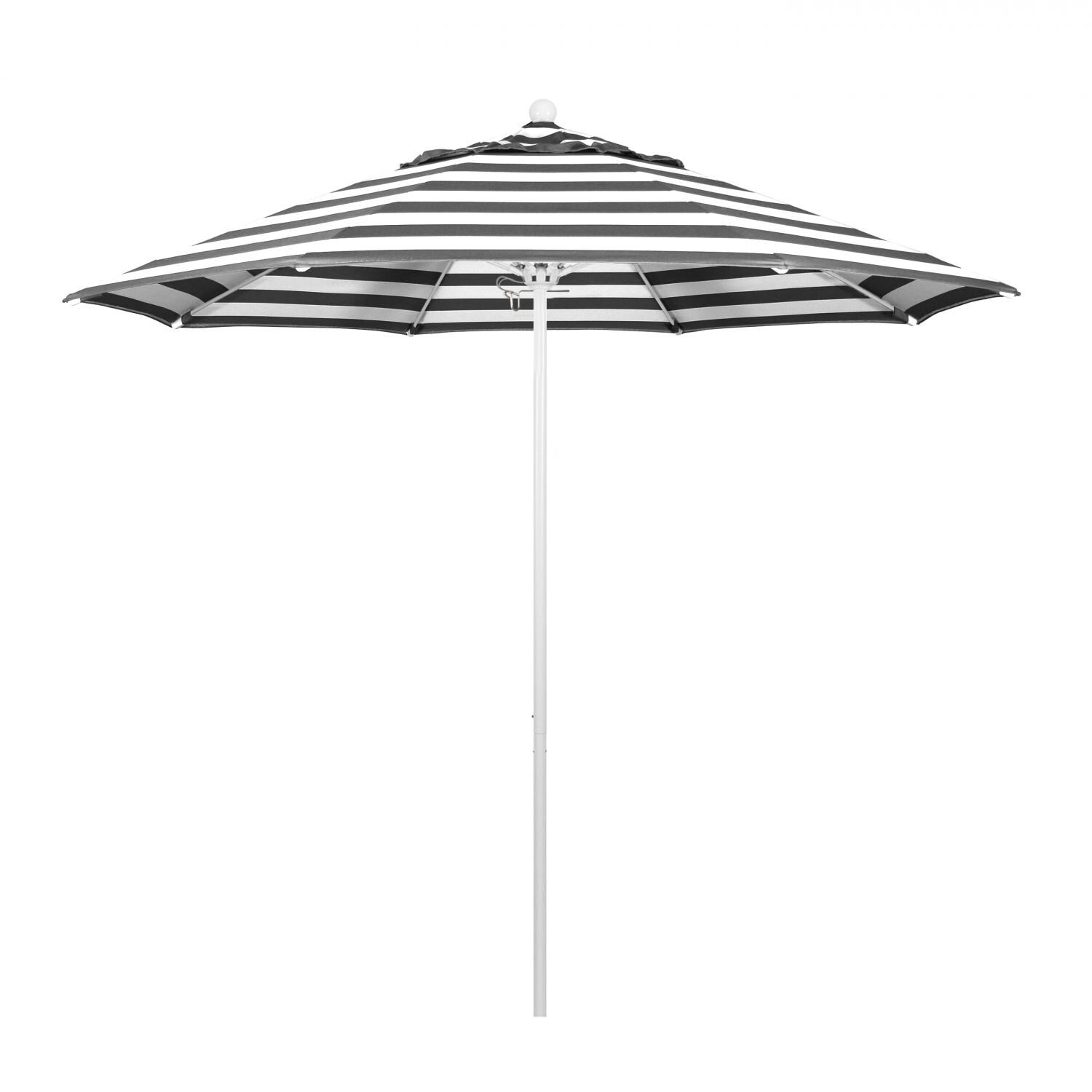California Umbrella Venture Series 9 Ft Octagonal Aluminum Patio Umbrella W/ Push Lift & Fiberglass Ribs - Matted White Frame / Sunbrella Cabana Classic Canopy thumbnail