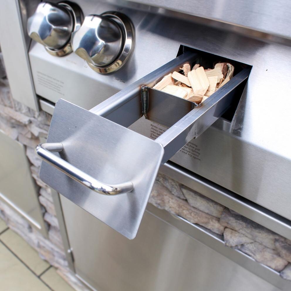 Vintage VBQ42SZG-N 42 Inch Natural Gas Grill with Sear Zone - Wood Chip Tray with Chips - Detail thumbnail