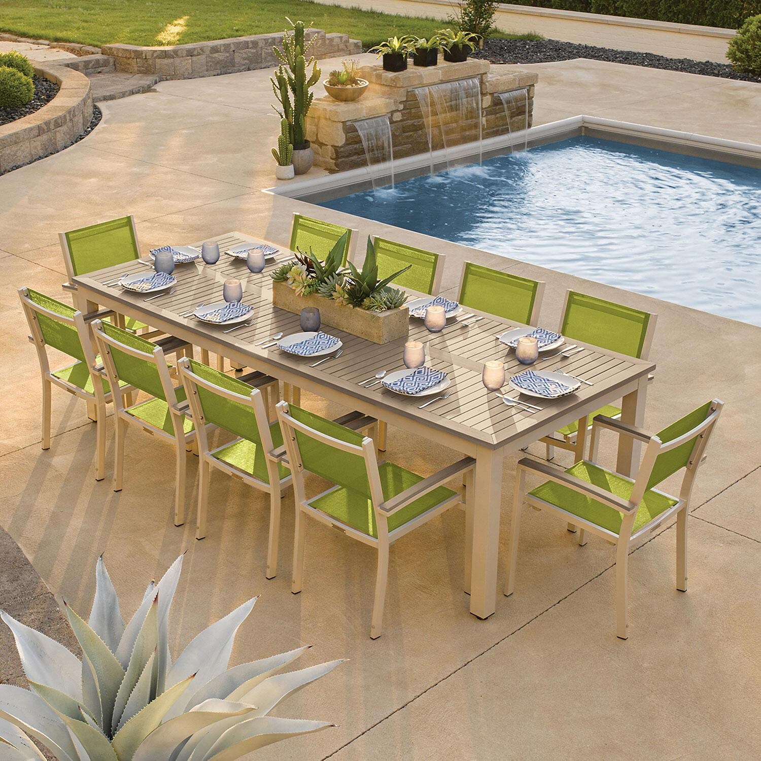 Travira 11 Pc Glass Fiber Reinforced Concrete Dining Set in Go Green/Vintage/Flint By Oxford Garden - Lifestyle thumbnail