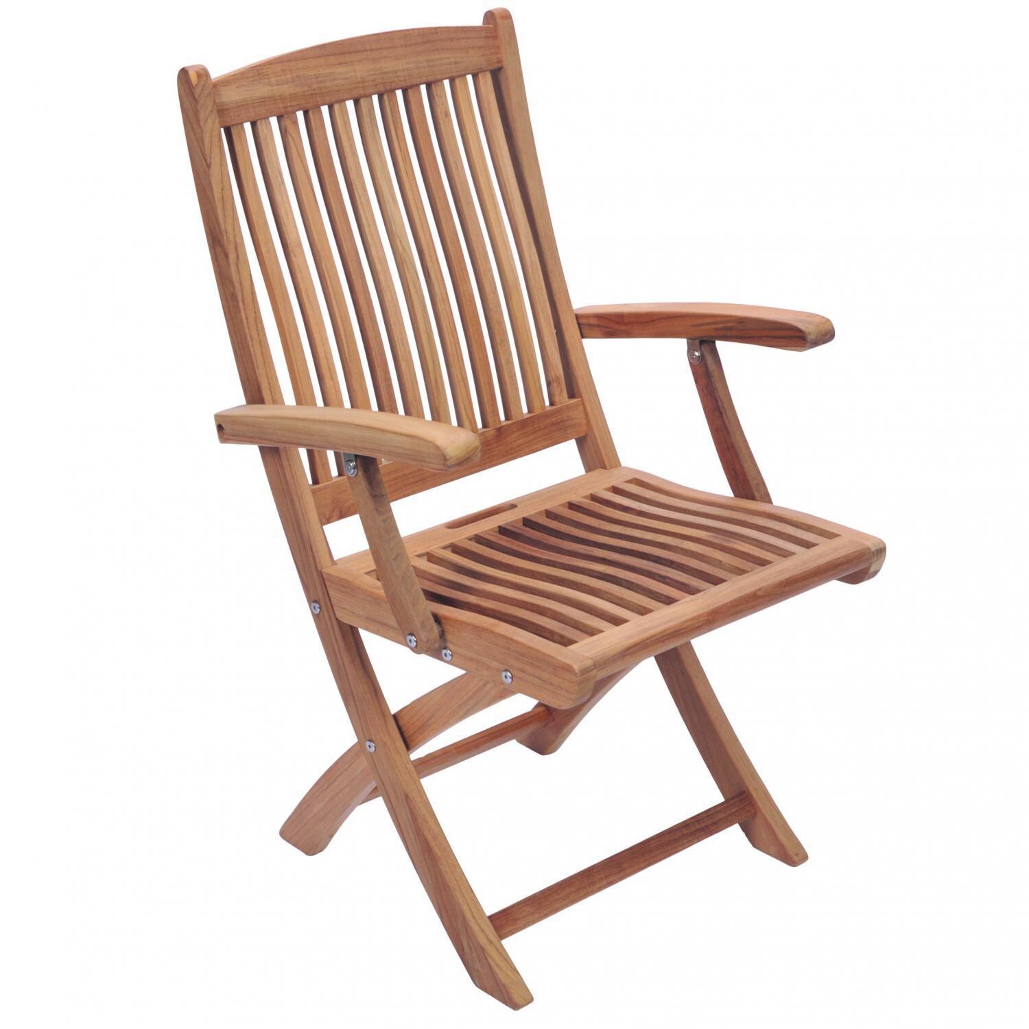 Royal Teak Collection Sailor Teak Folding Arm Chair W/ Sunbrella Canvas Spa Cushions thumbnail