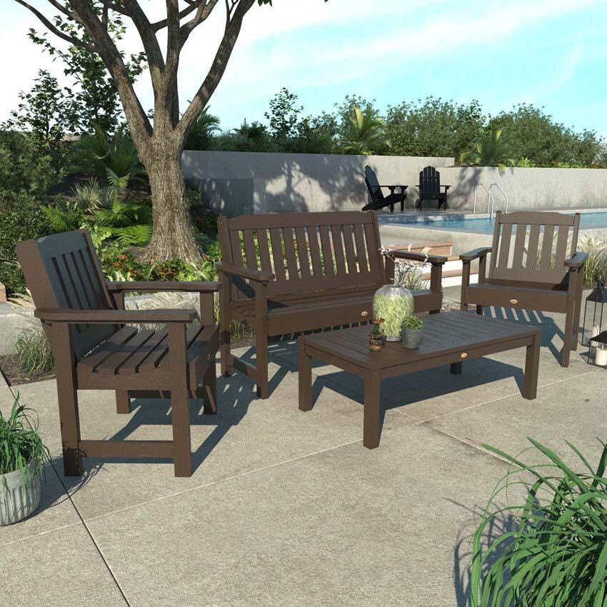 Hart Lane 4 Pc Set Recycled Plastic Seating Set in Weathered Acorn by Lakeview Outdoor Designs