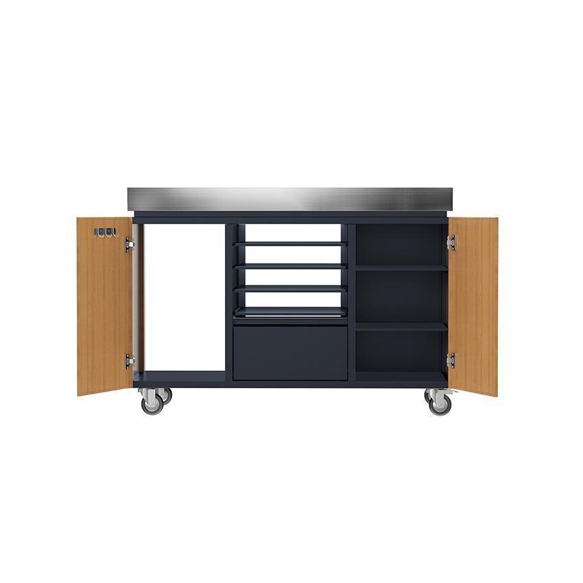 Everdure EPPREPSTAND Pizza Oven Preparation Stand - Front View Cabinets Open - White Background thumbnail