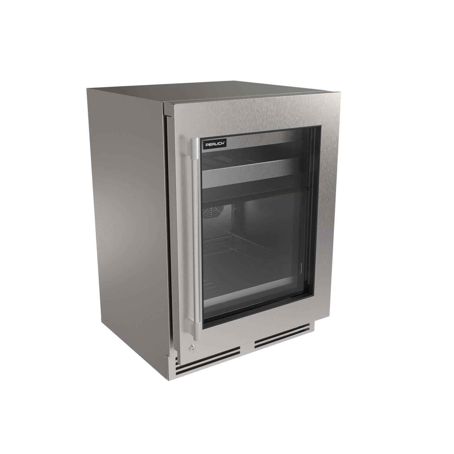 Perlick G5BZ24GL G5 Luxe 24-in 4.7 Cu. Ft. Dual Zone Beverage Cooler w/ Panel Ready Glass Door - White Background thumbnail