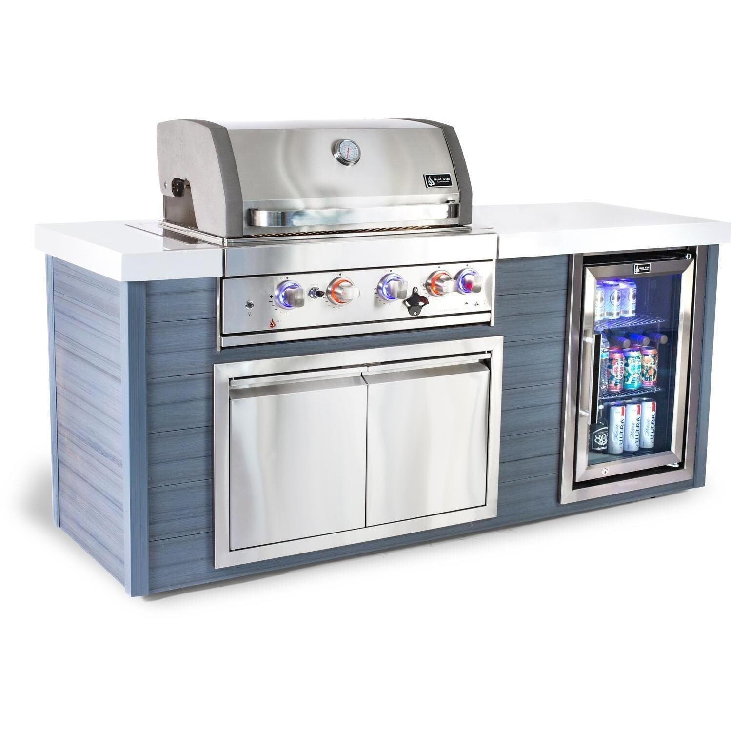 Mont Alpi MA400-AW 4-Burner Stainless Steel Art-Wood Natural Gas Island Grill - Angled Right - White Background thumbnail
