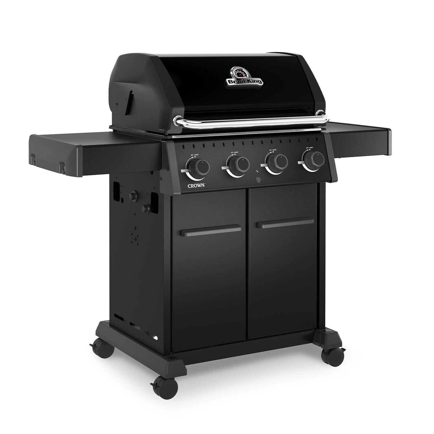 Broil King 844154 Crown 420 Shadow  4 Burner Propane Grill - Lid Down - Angled Right - White Background thumbnail
