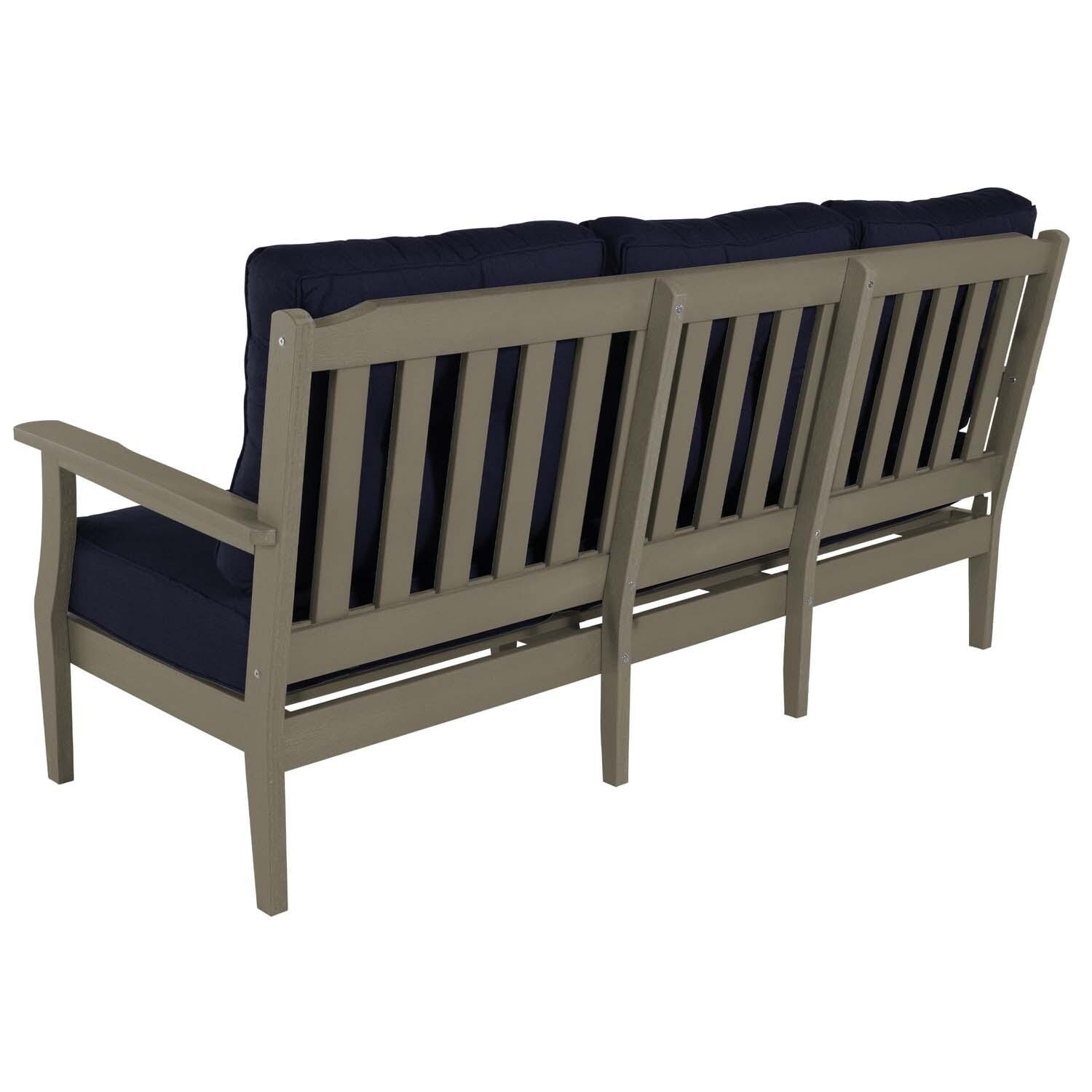 Blushing Bay 2 Pc Recycled Plastic Seating Set in Spectrum Indigo/Woodland Brown by Lakeview Outdoor Designs - Love Seat Back View - White Background thumbnail