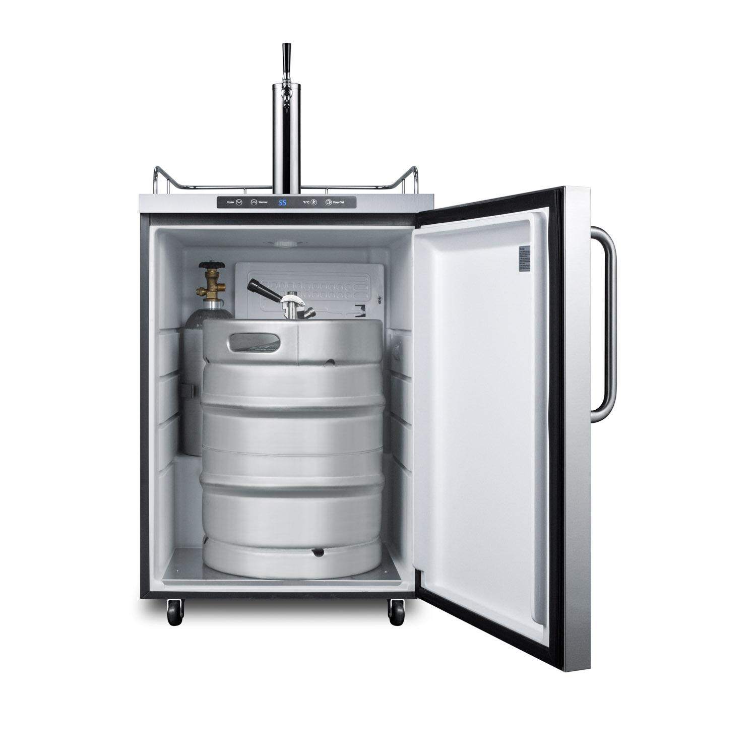 Summit SBC635MOS 24-Inch 5.6 Cu. Ft. Outdoor Rated Single Tap Beer Dispenser / Kegerator - Stainless Steel - Shown With Keg thumbnail