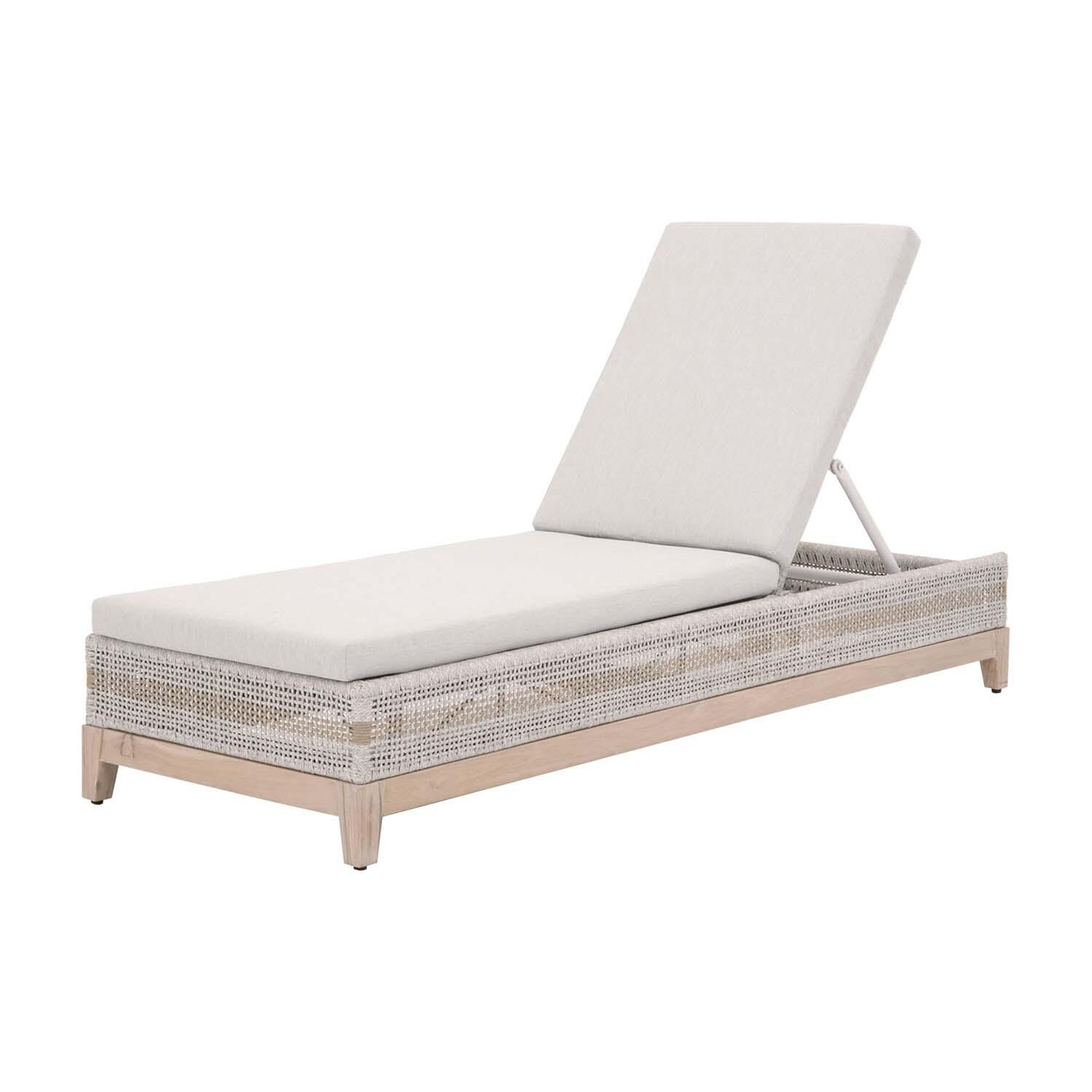 Lakeview Cocoa Way Woven Rope Chaise Lounge in Taupe & White thumbnail