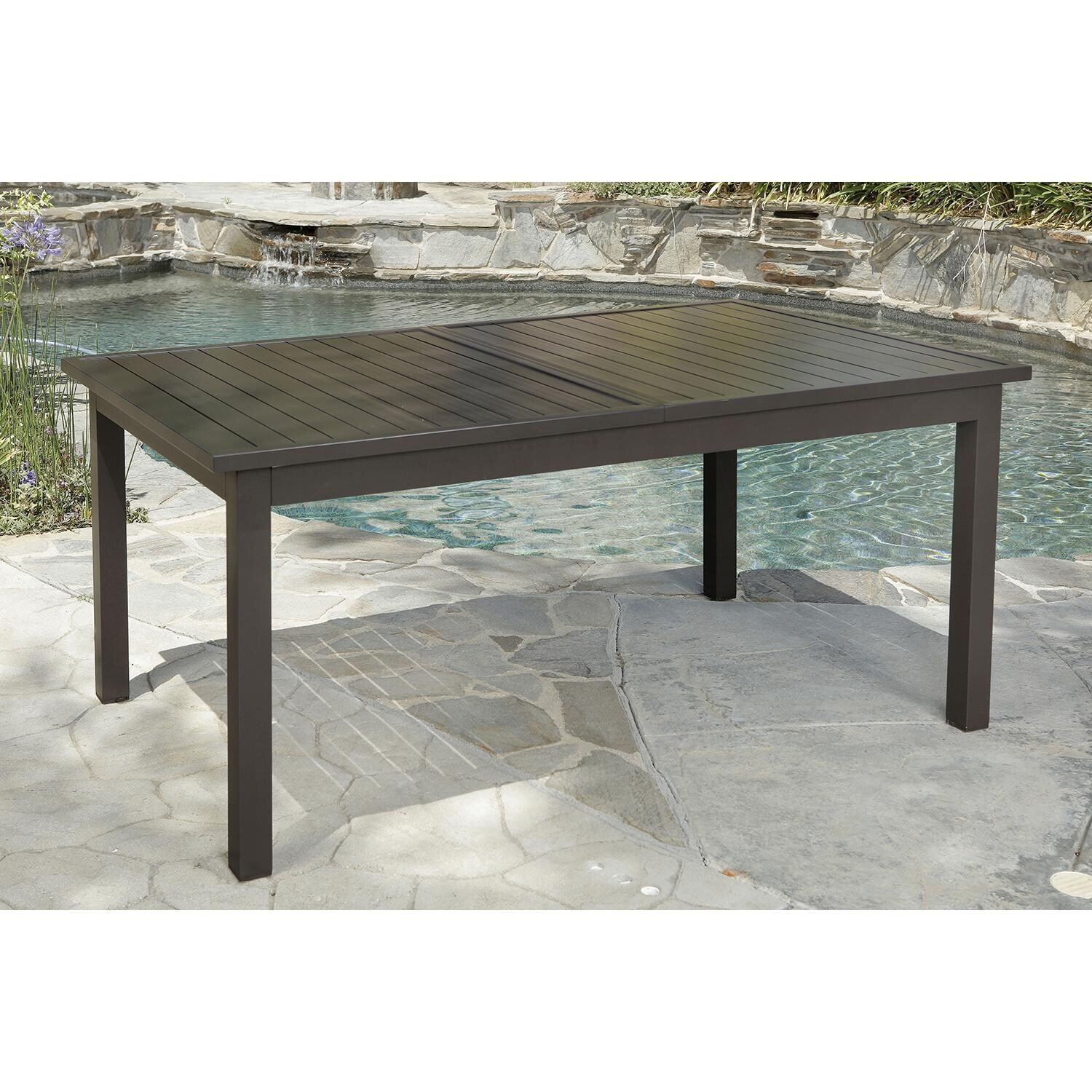 Lakeview Outdoor Designs Brusly 7 Piece Wicker & Aluminum Patio Dining Set - Patio Dining Table Angled View thumbnail