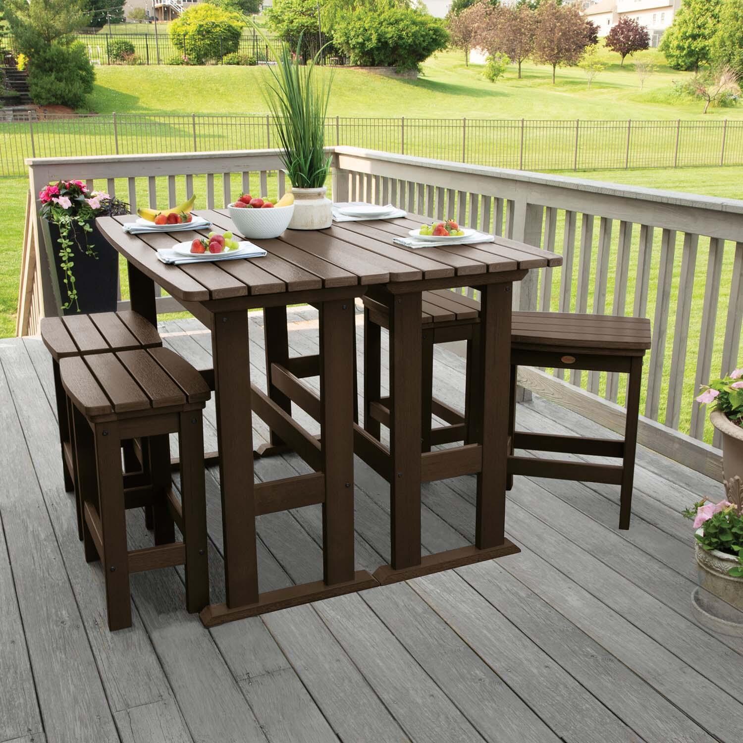Hart Lane 6 Pc Recycled Plastic Counter Height Dining Set in Weathered Acorn by Lakeview Outdoor Designs