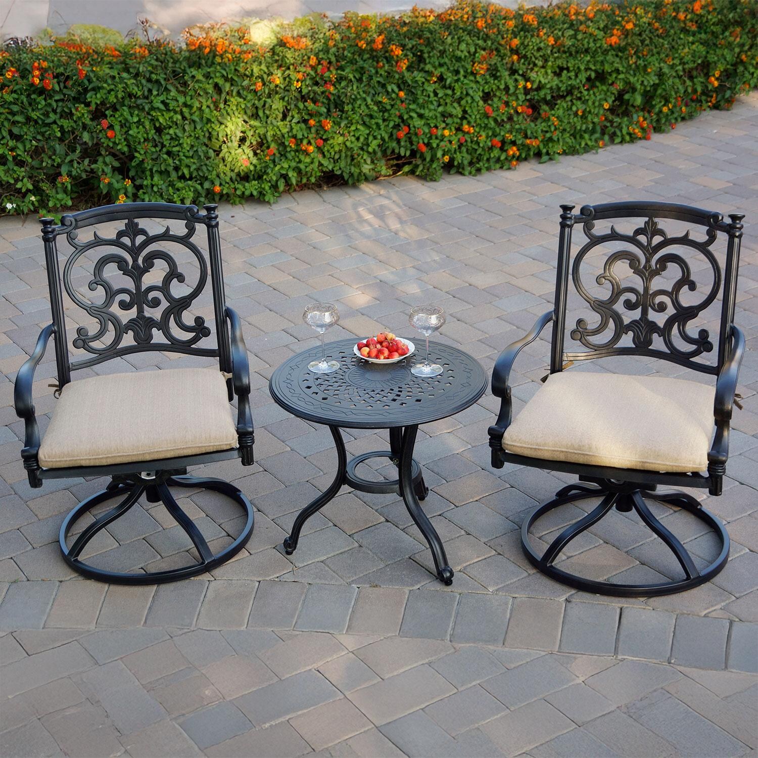 Darlee B/201010-3-2 Santa Barbara 2 Piece Cast Aluminum Patio Swivel Rocker Dining Chair Set - Lifestyle thumbnail