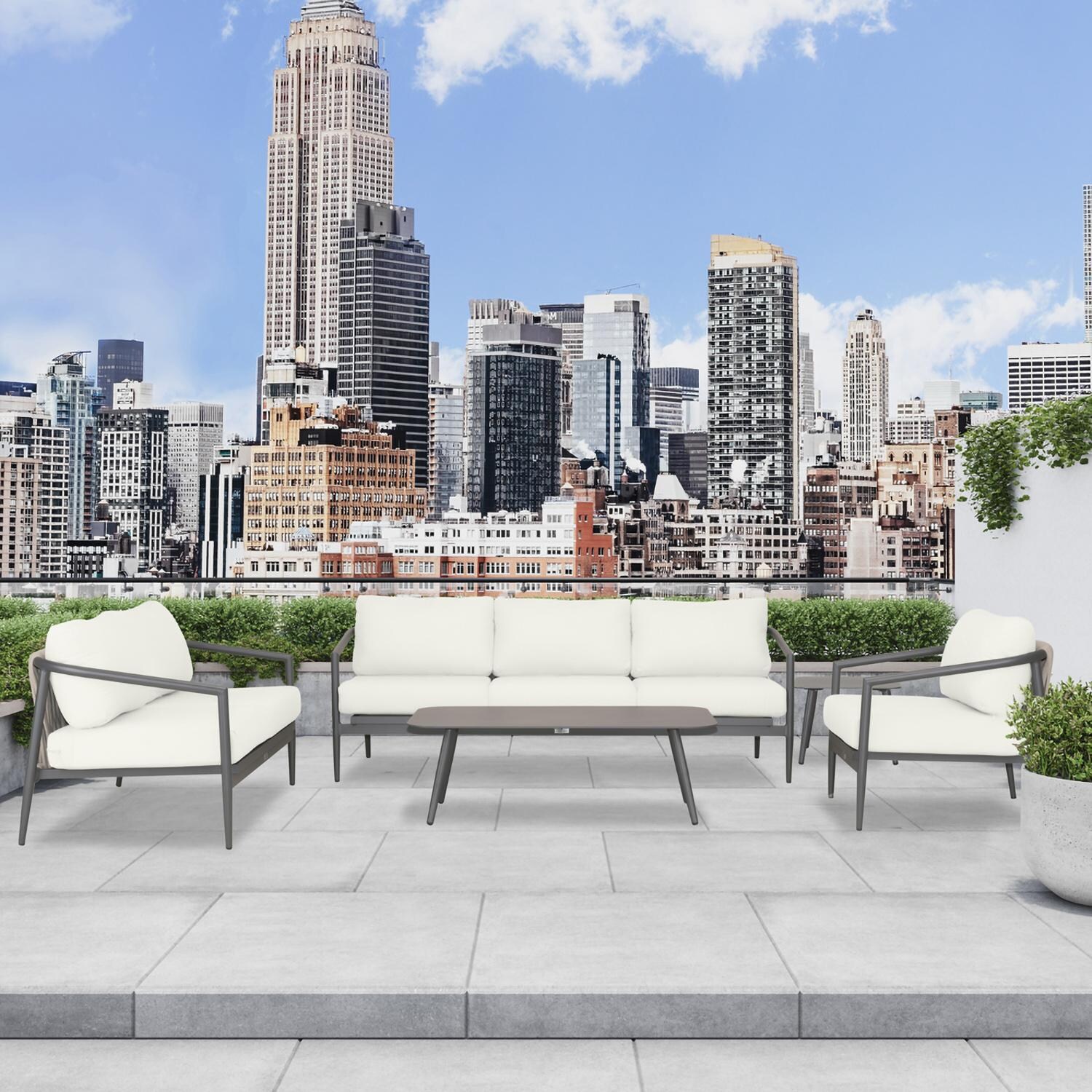 Lakeview Midnight Cove 5 Pc Aluminum Sofa Seating Set in Slate/Pebble Gray/Canvas Natural - Lifestyle thumbnail