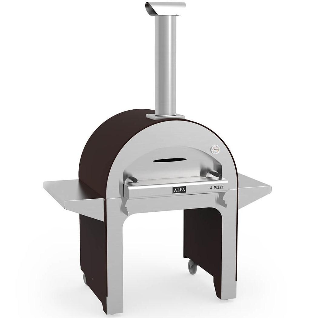 ALFA FX4PIZ-LRAM 4 Pizze 31-Inch Outdoor Wood-Fired Pizza Oven - Copper - Angled View thumbnail