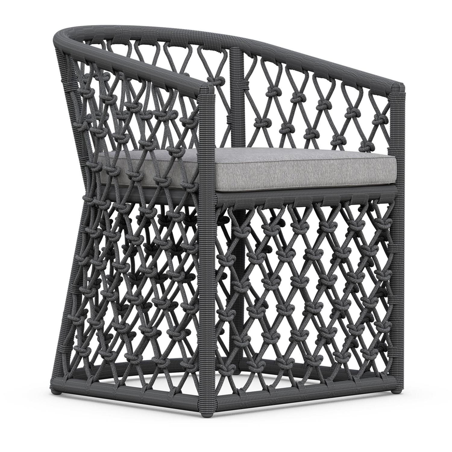 Azzurro Living Amelia Woven Rope Dining Chair in Ash/Fog - Angled - White Background thumbnail