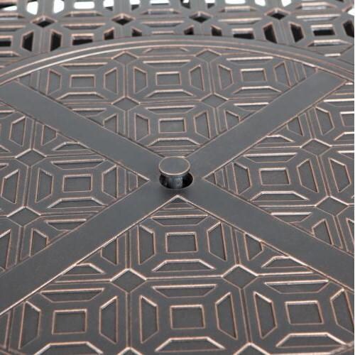 Ultimate Patio Cabin Parc 50,000 BTU Propane Round Fire Pit Table - Cast Aluminum - 62262 - Lid Detail thumbnail