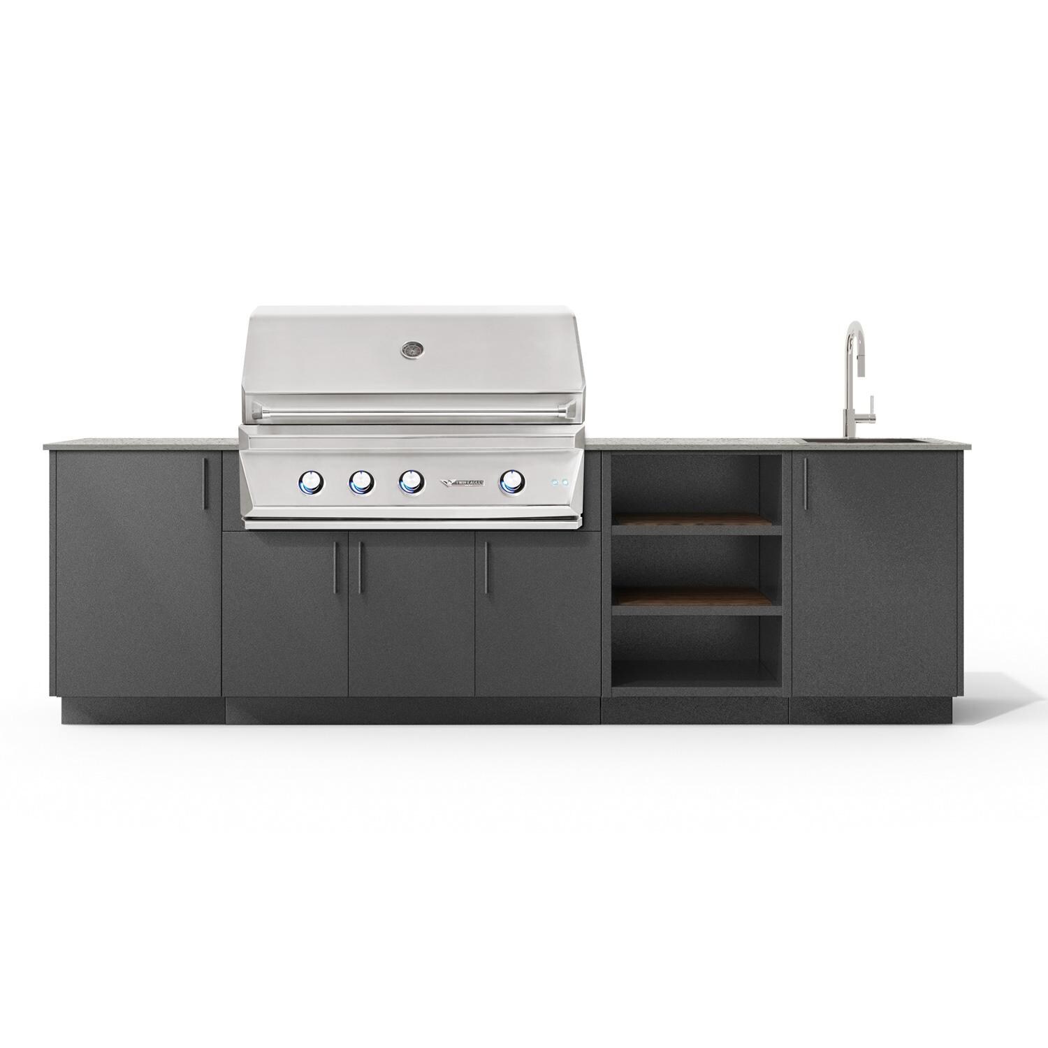 Urban Bonfire Mist 42 Outdoor Kitchen w/ Twin Eagles Natural Gas Grill, Sink, Keon Dekton Countertop & Anthracite Finish - B-Mist-42-TwinEagles-Keon-Anthracite
