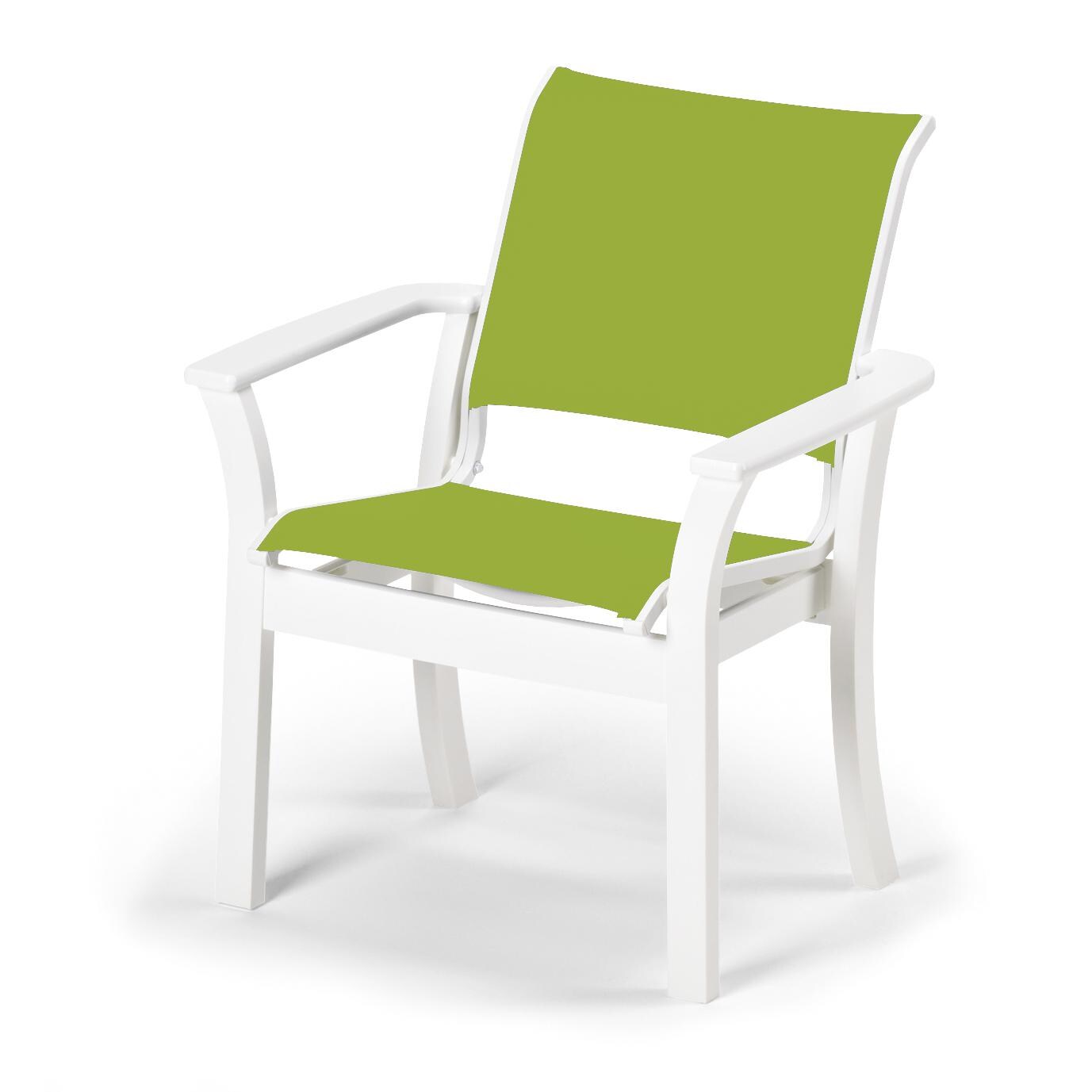 Leeward MGP Stacking Patio Cafe Chair With Sling Seating By Telescope Casual - Textured Snow/Lime thumbnail