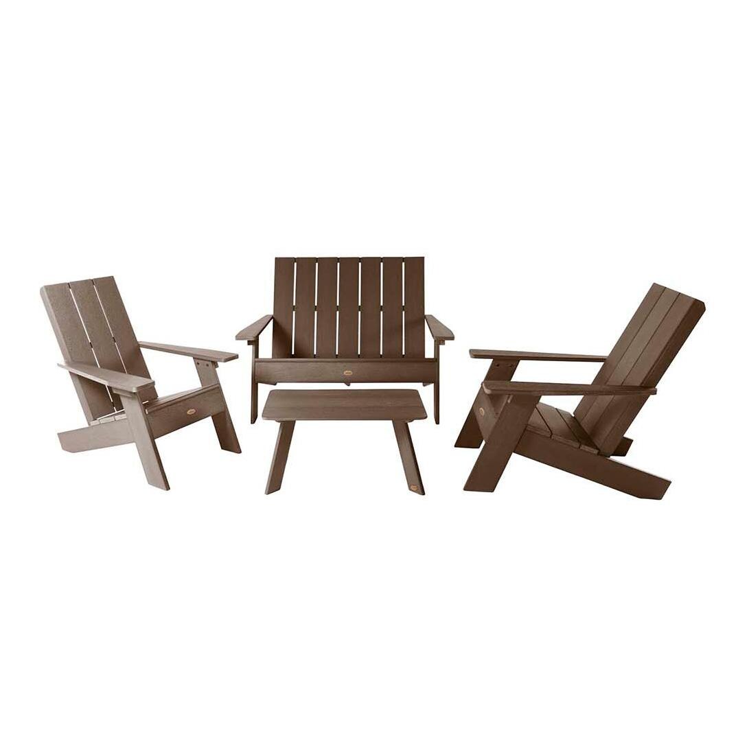Classical Cove 4 Pc Set Polyresin Seating Set in Weathered Acorn By Lakeview Outdoor Designs - White Background thumbnail