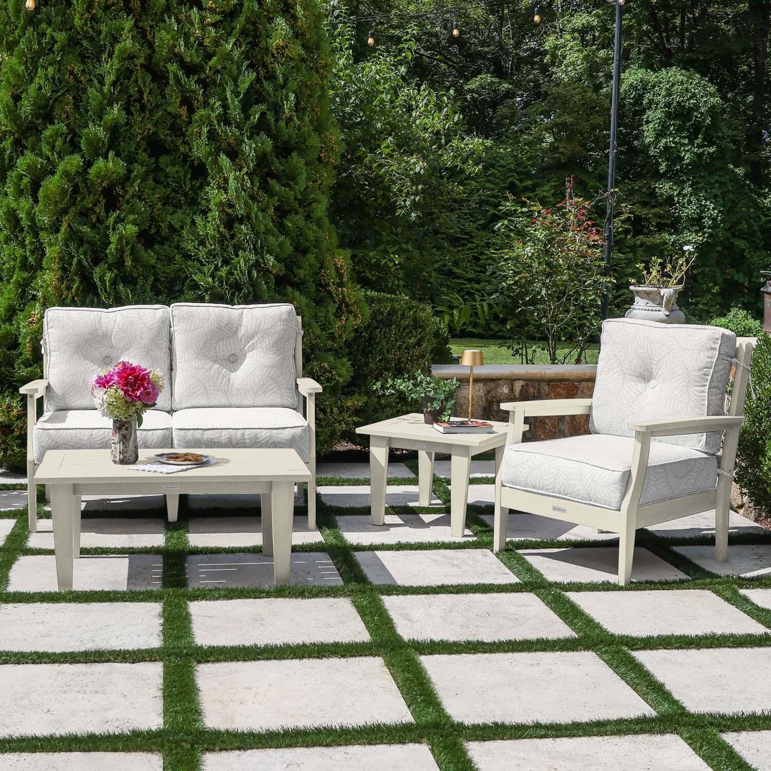 Blushing Bay 4 Pc Recycled Plastic Seating Set in Lively Parchment/Whitewash by Lakeview Outdoor Designs