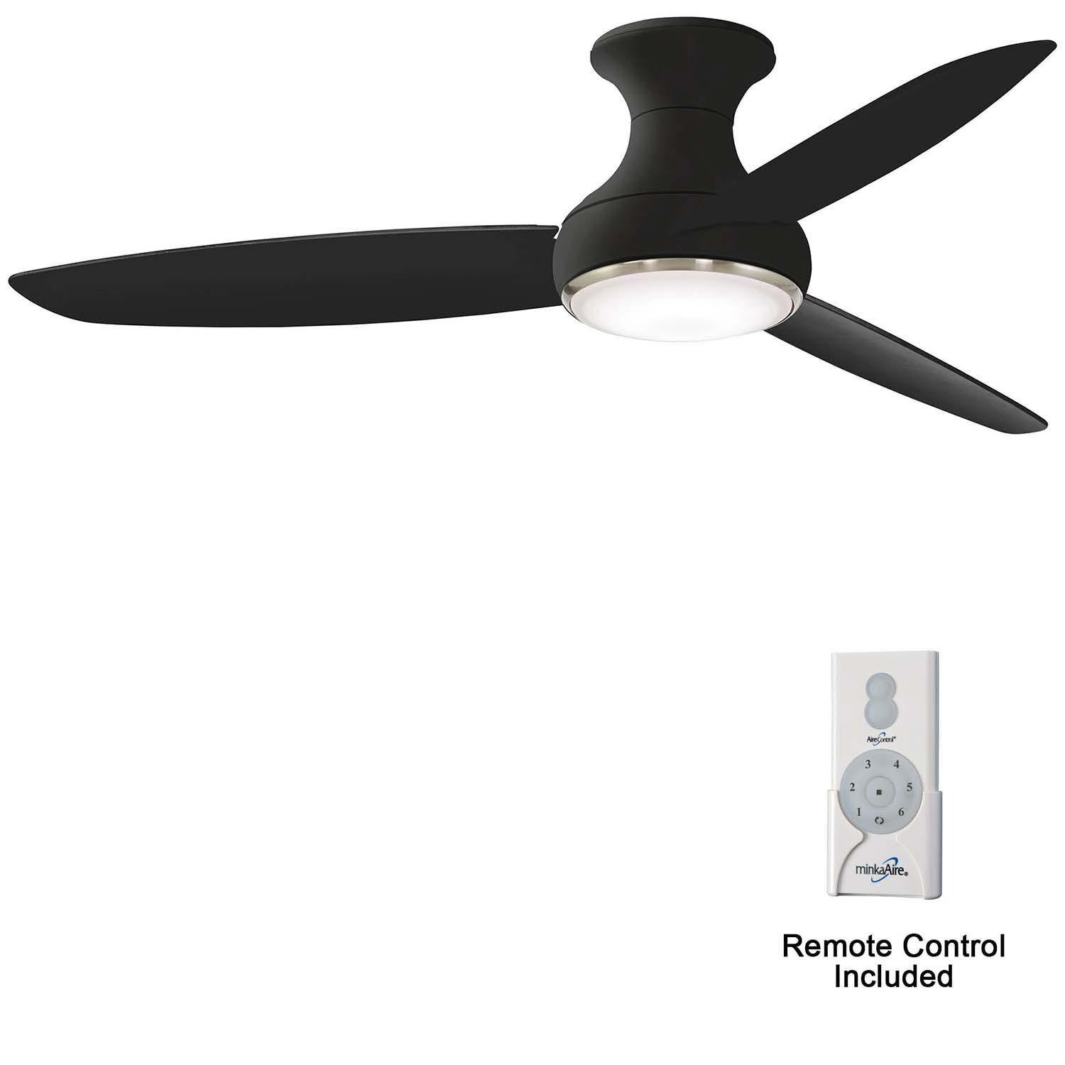 Minka-Aire Concept III 54-Inch 3-Blade LED Smart Ceiling Fan in Coal Finish  W/ Coal Blades u0026 Etched Opal Glass - F467L-CL : BBQGuys
