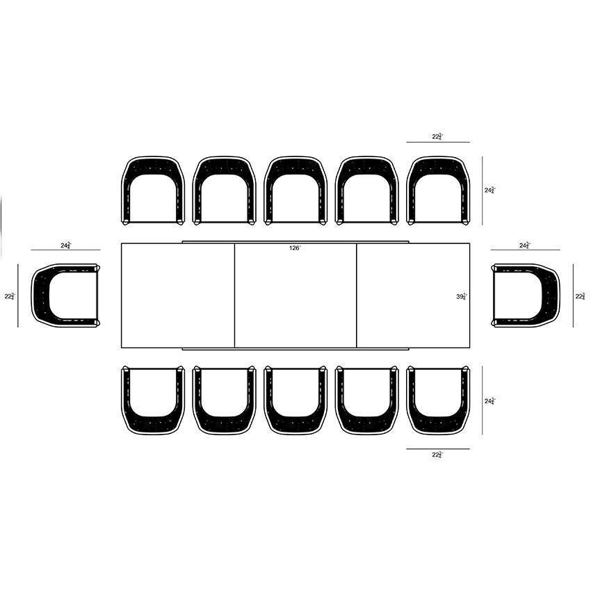 Chloe Bay 13 Pc Aluminum Extendable Dining Set in Black/Concrete by Lakeview - Dimensional 2 thumbnail