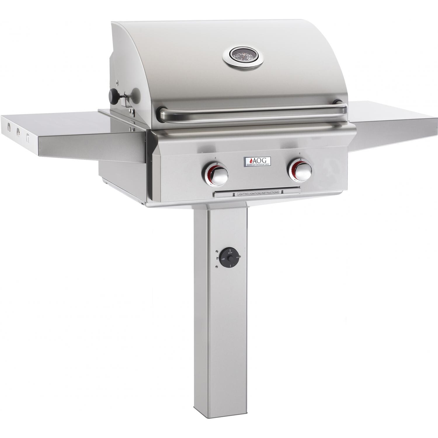 American Outdoor Grill T-Series 24-Inch 2-Burner Propane Gas Grill On In-Ground Post - 24PGT-00SP