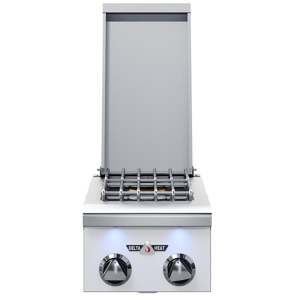 Delta Heat DHSB2-DWL 12-in Built-In Propane Double Side Burner - White Control Panel - White Background thumbnail