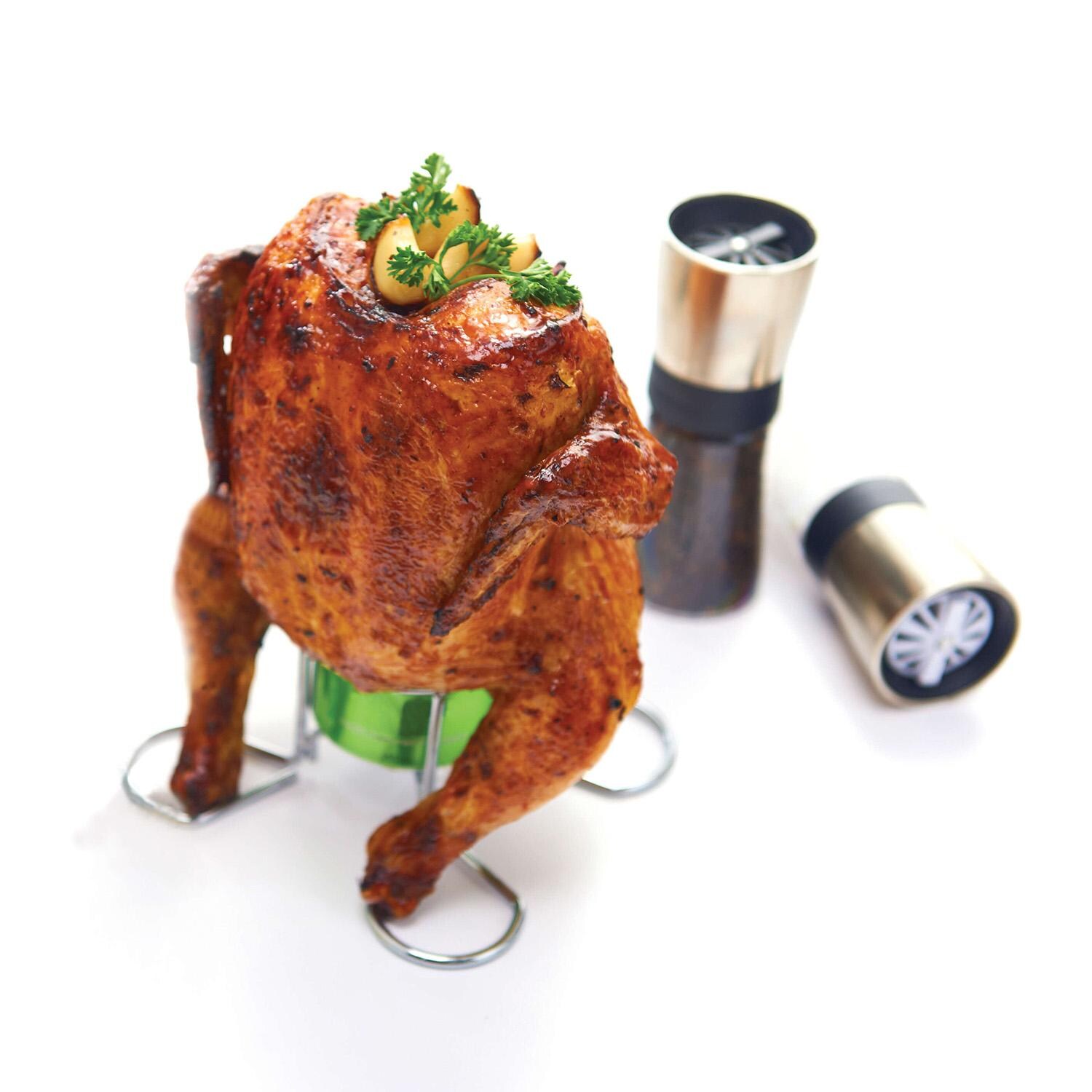 GrillPro Chrome Wire Chicken Roaster - 41331 - With Chicken - White Background thumbnail
