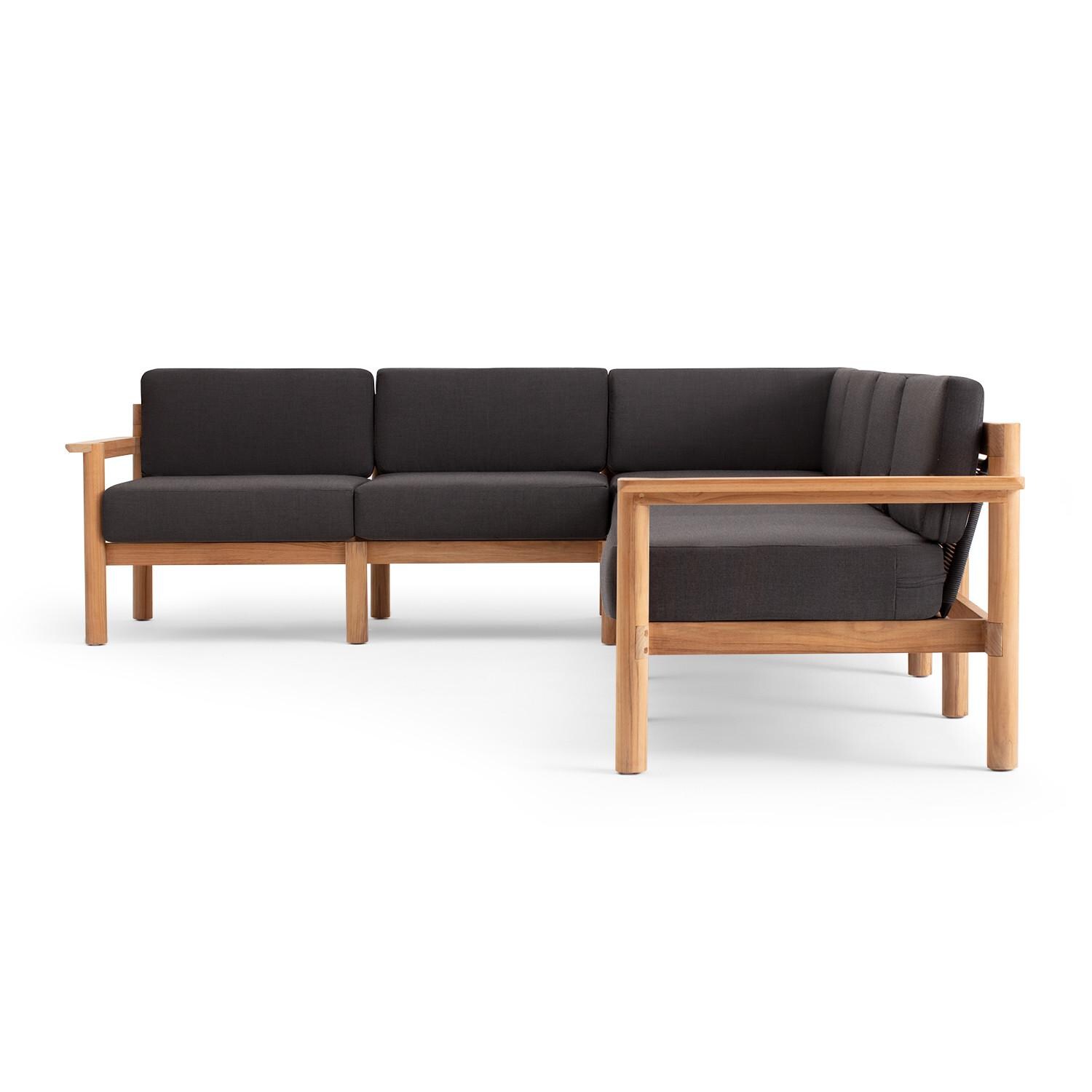 Neighbor HVN-SECT6-CO-2 6 Piece Sectional W/ Teak Arms - Long Side View thumbnail