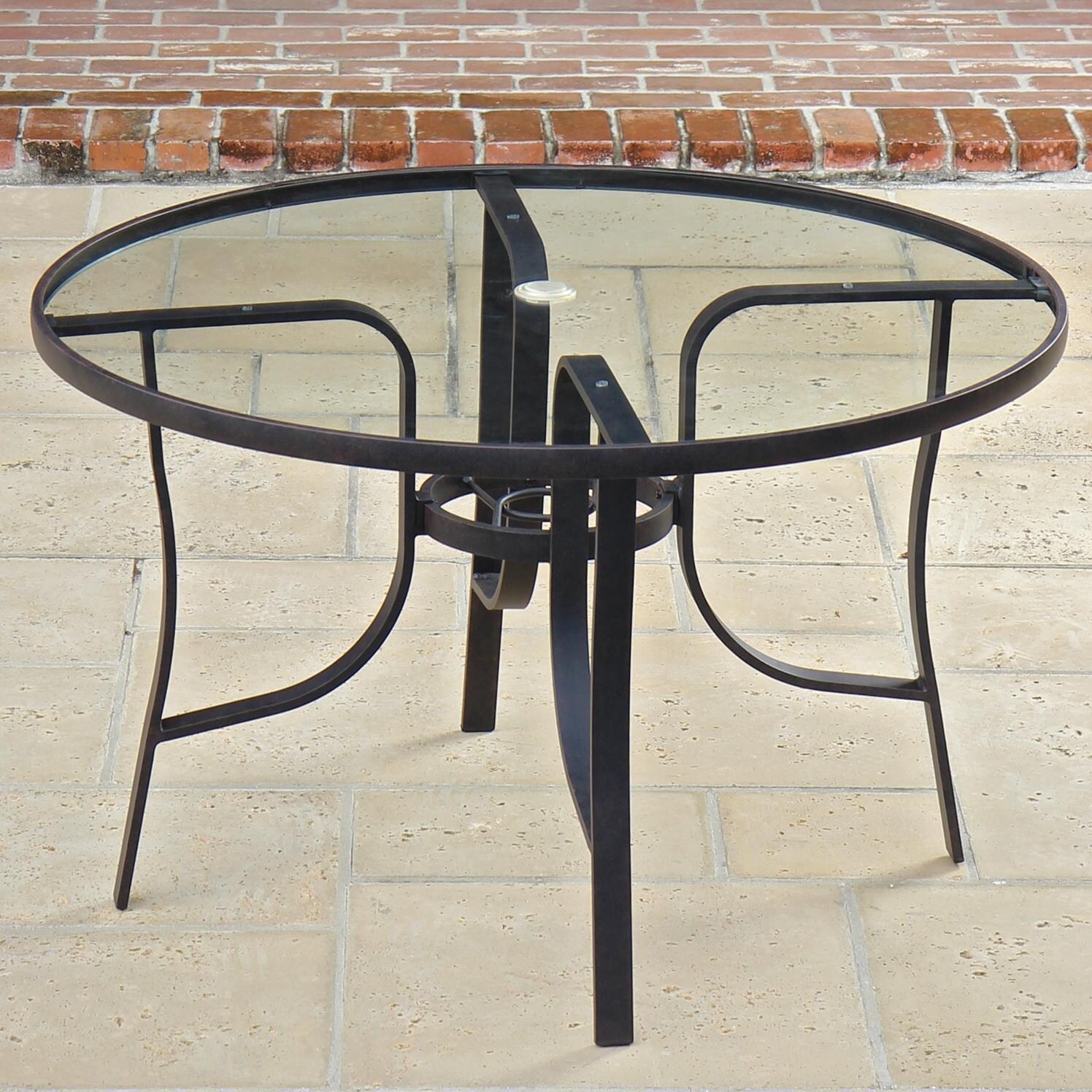 48-Inch Round Patio Dining Table With Glass Top - Lifestyle View thumbnail