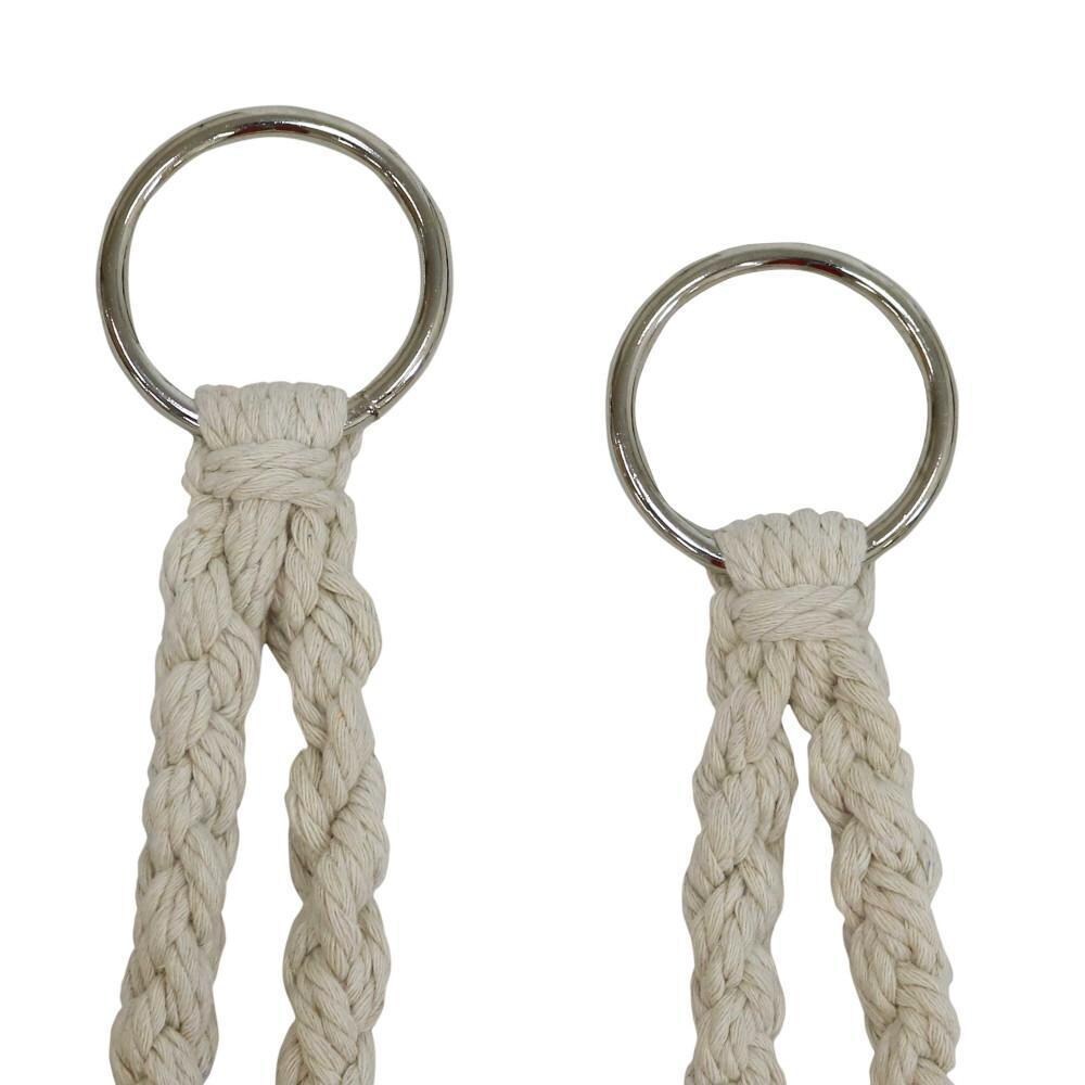 Ultimate Patio Macrame Hanging Hammock Chair w/ Tassels & Cushion - Off-White - Hooks thumbnail