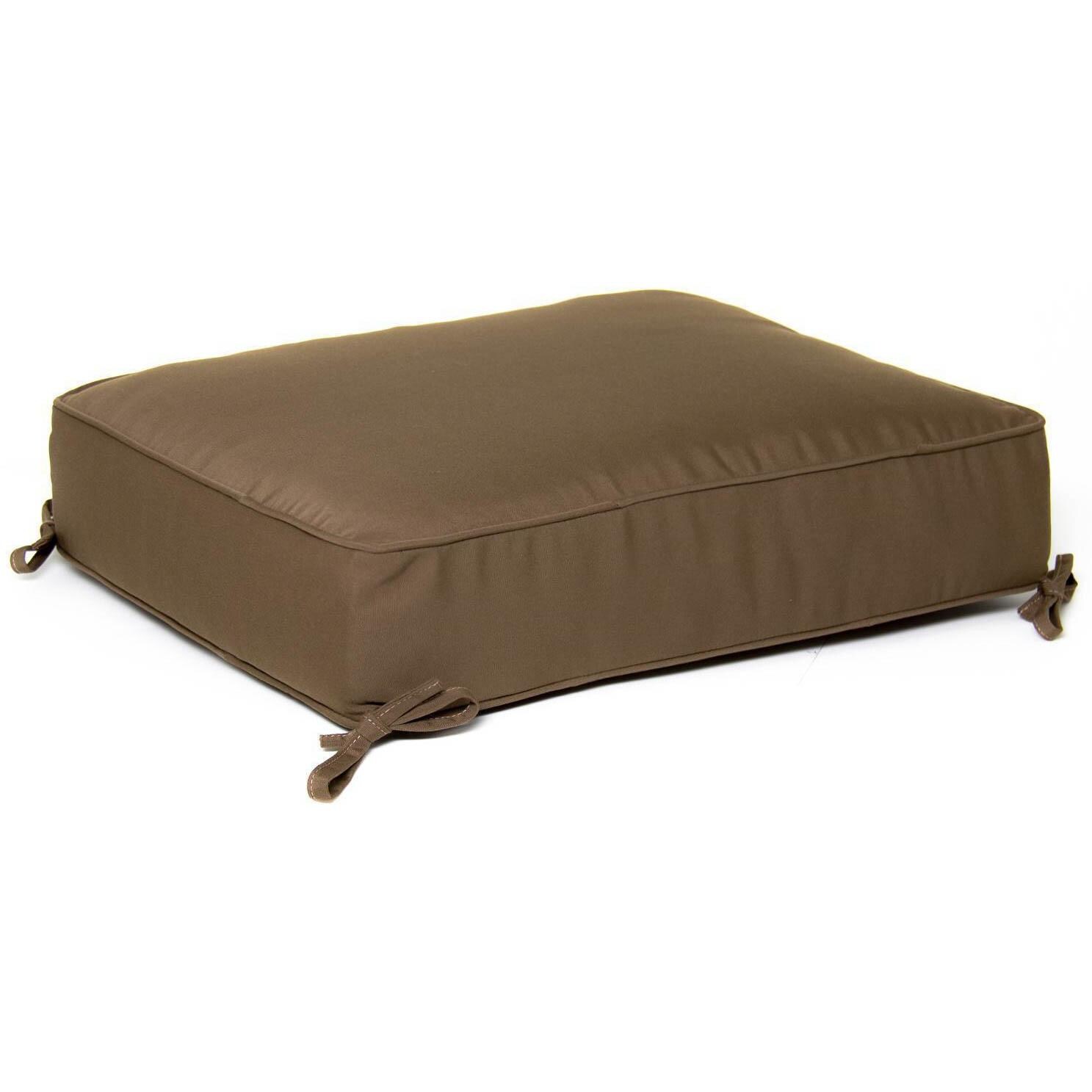 Large Replacement Ottoman Cushion With Piping - Canvas Cocoa thumbnail