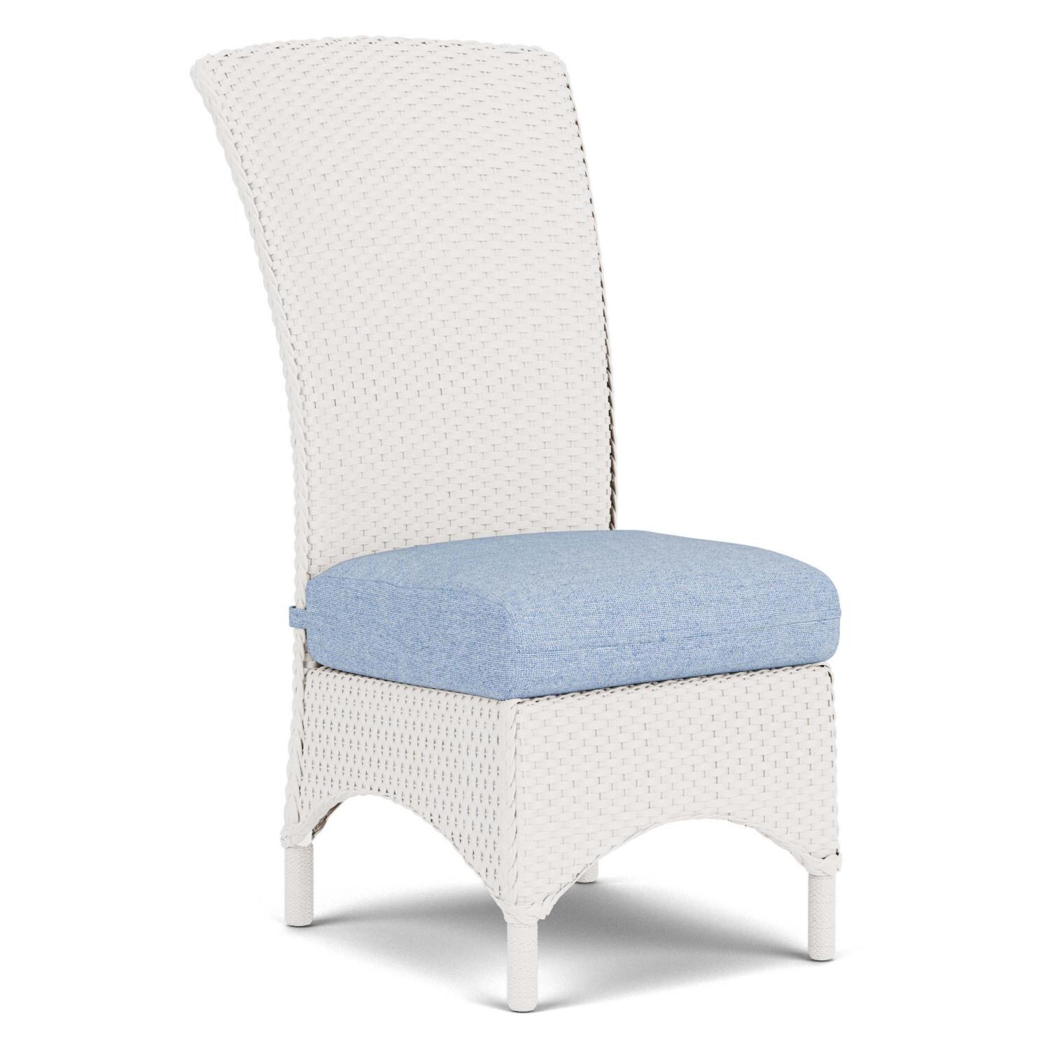 Lloyd Flanders Mandalay Armless Dining Chair in White Finish with Remy Cloud Fabric - Angled thumbnail