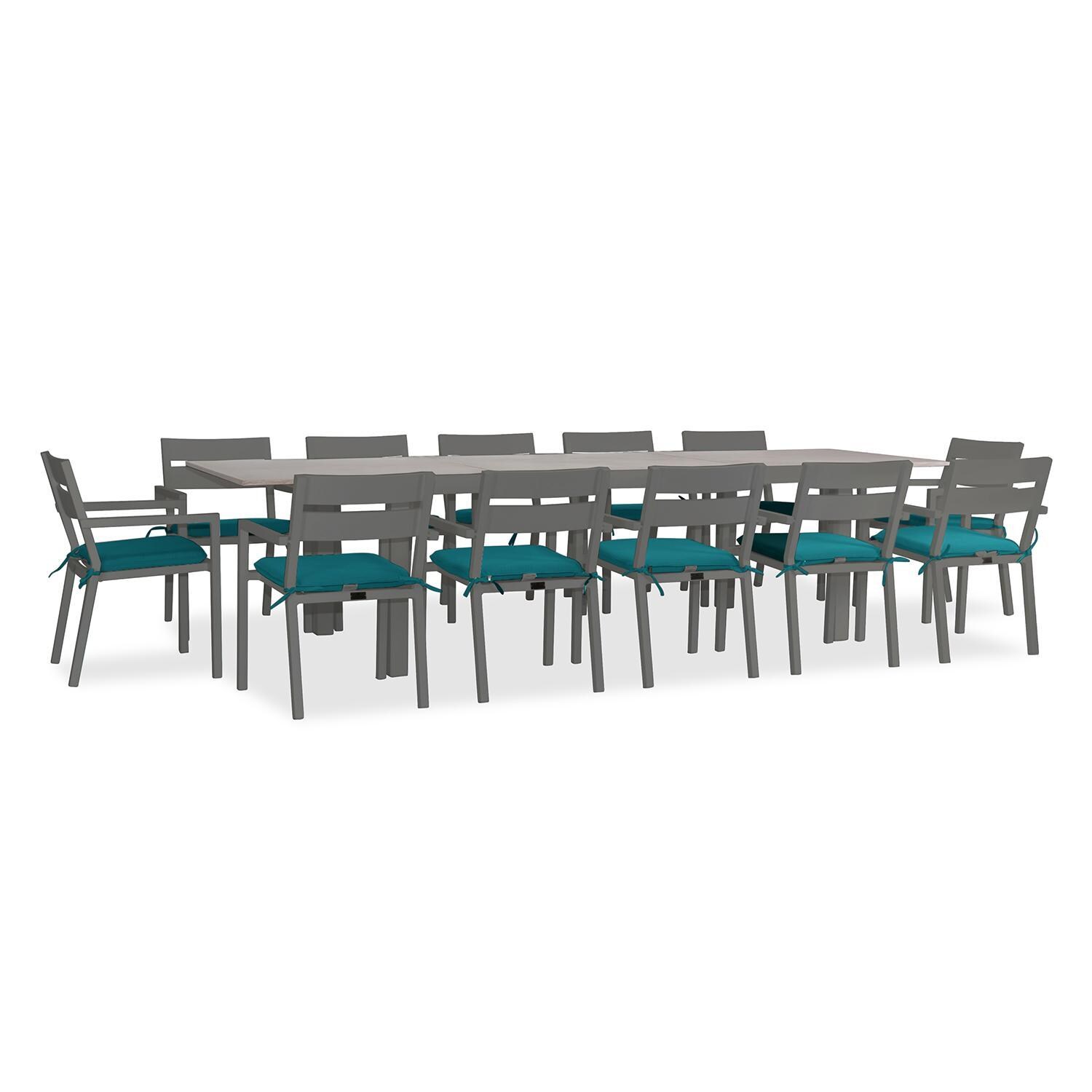 Calm Bay 13 Pc Extendable Dining Set in Slate/Spectrum Peacock by Lakeview - White Background 2 thumbnail