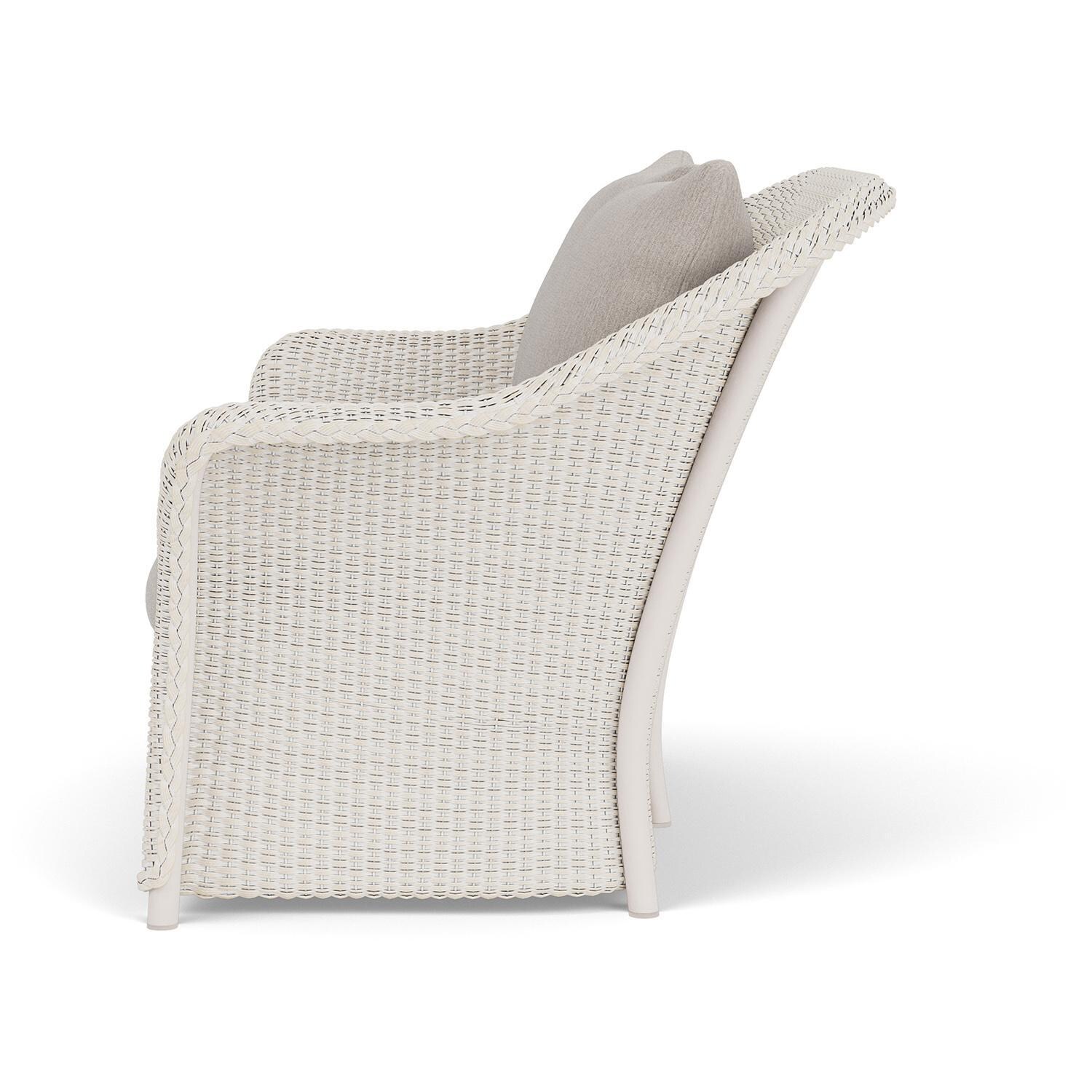 Lloyd Flanders Weekend Retreat Loveseat in Antique White Finish W/ Remy Cloud Fabric - Side thumbnail