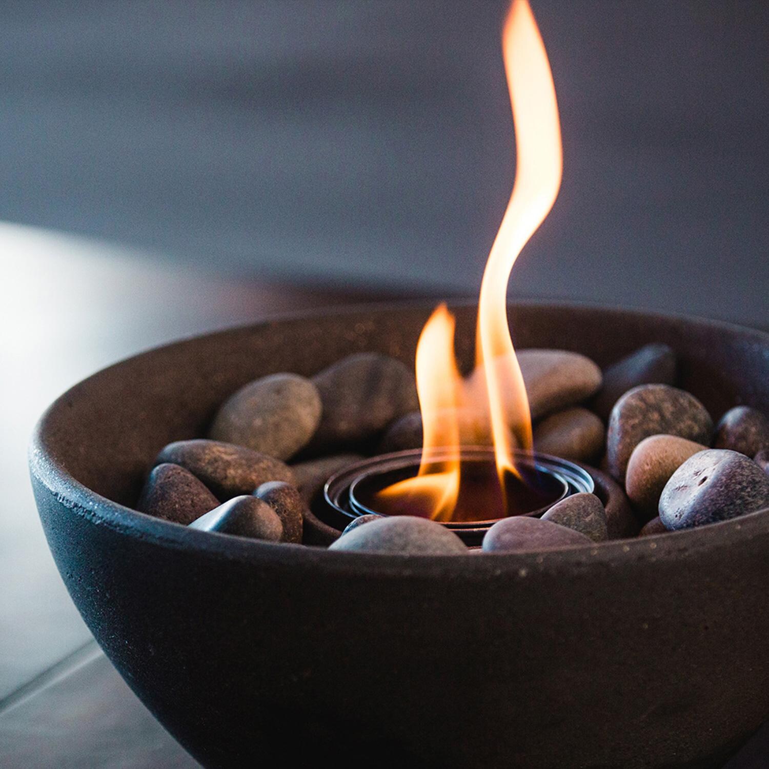 TerraFlame Basin Table Top Fire Bowl Gel Fuel Stone Cast Graphite