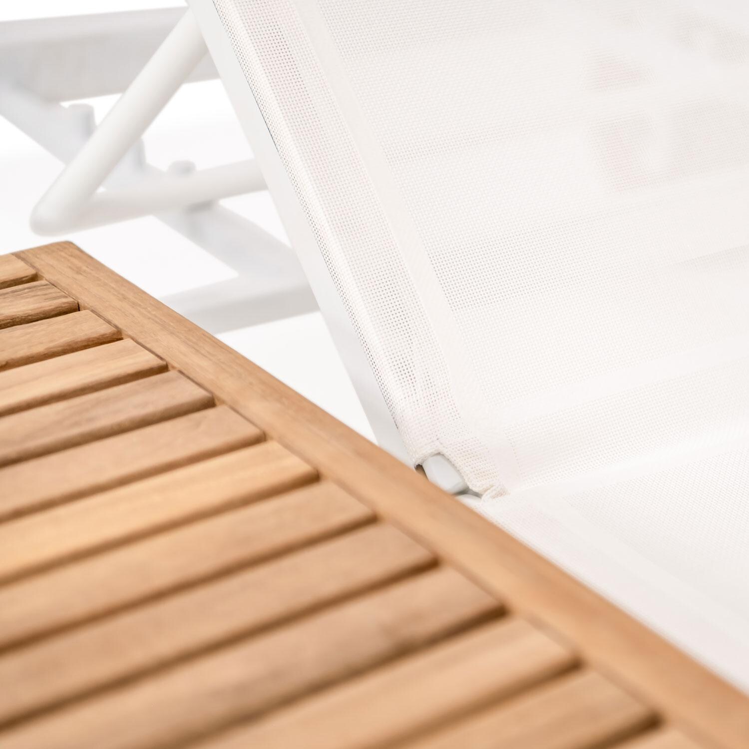 Teak + Table St Barts Aluminum Chaise Lounge in White - Detail thumbnail