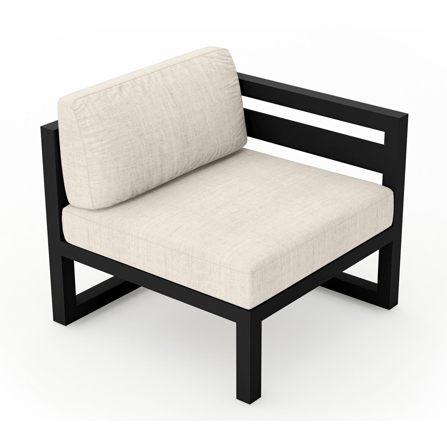 Lakeview  MSTYCV-BK-RAS-CS Misty Cove Aluminum Right Arm Club Chair in Black w/Cast Silver Cushions by Lakeview Outdoor Designs - Angled Front - White Background thumbnail