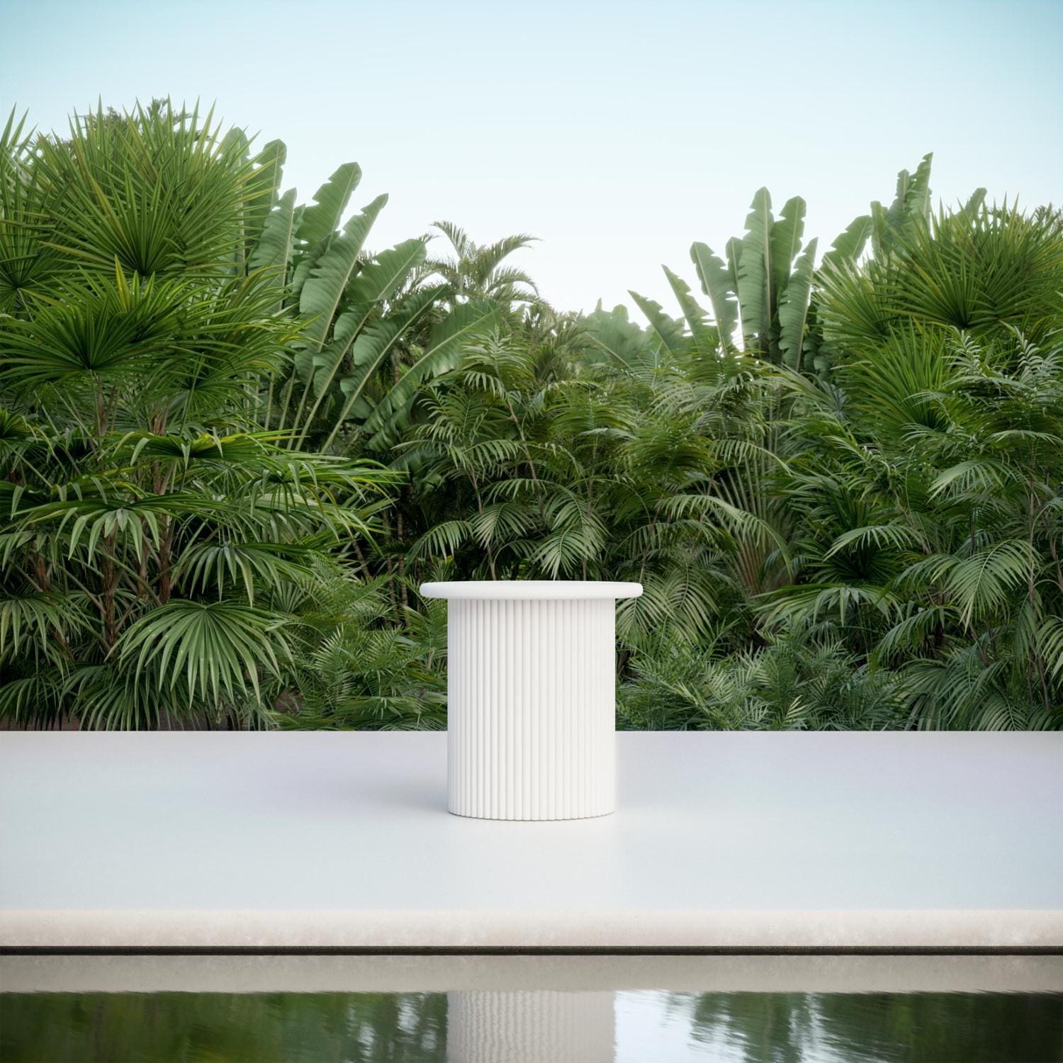 Azzurro Living Palma Aluminum End Table in White by - PMA-A17ST
