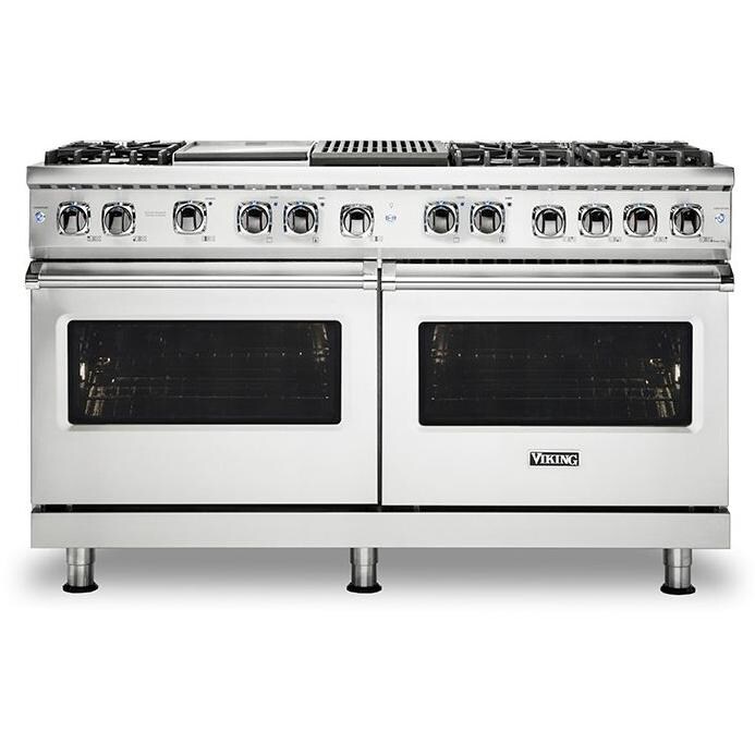 Viking Professional 5 Series 60-Inch 6-Burner Dual Fuel Natural Gas Self Cleaning Range With Griddle And Grill - Stainless Steel - VDR5606GQSS