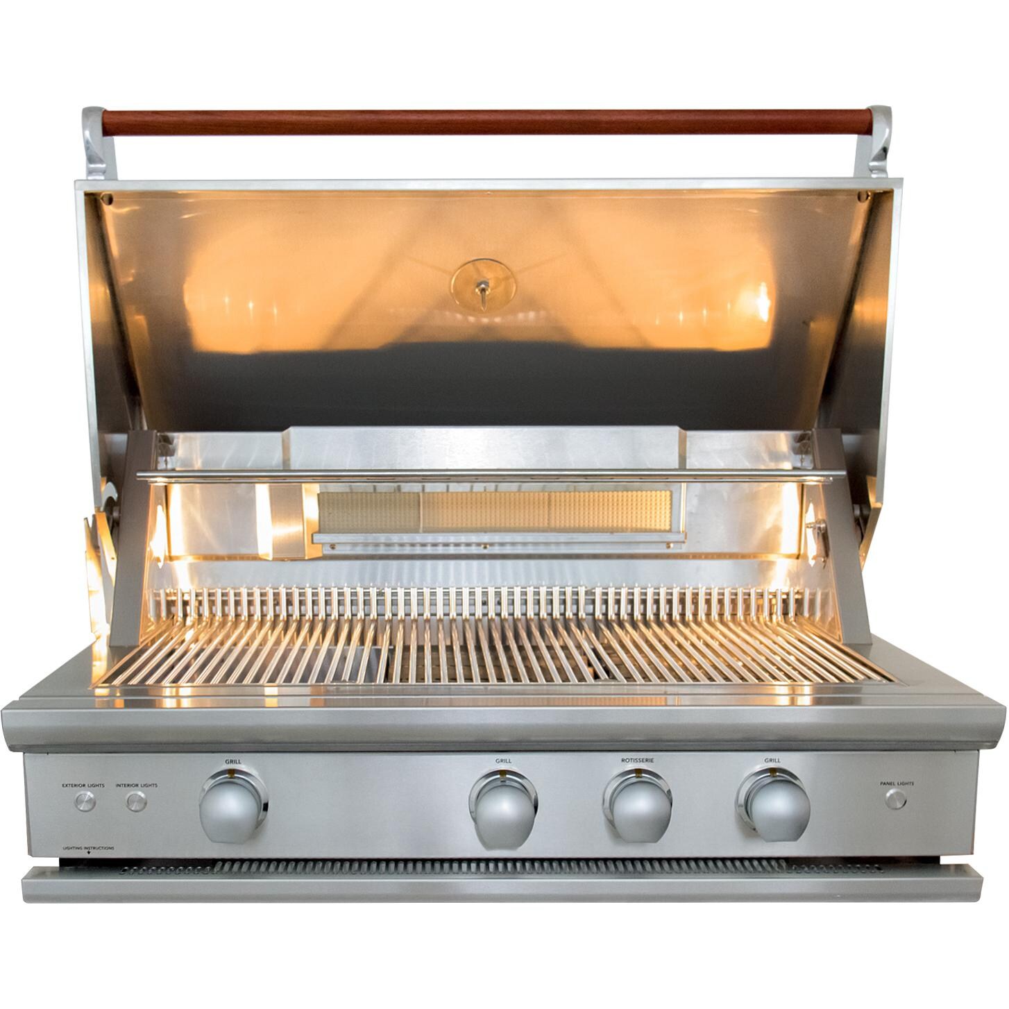 Caliber CrossFlame Pro Gas Grill - Lid Open With Lights On thumbnail