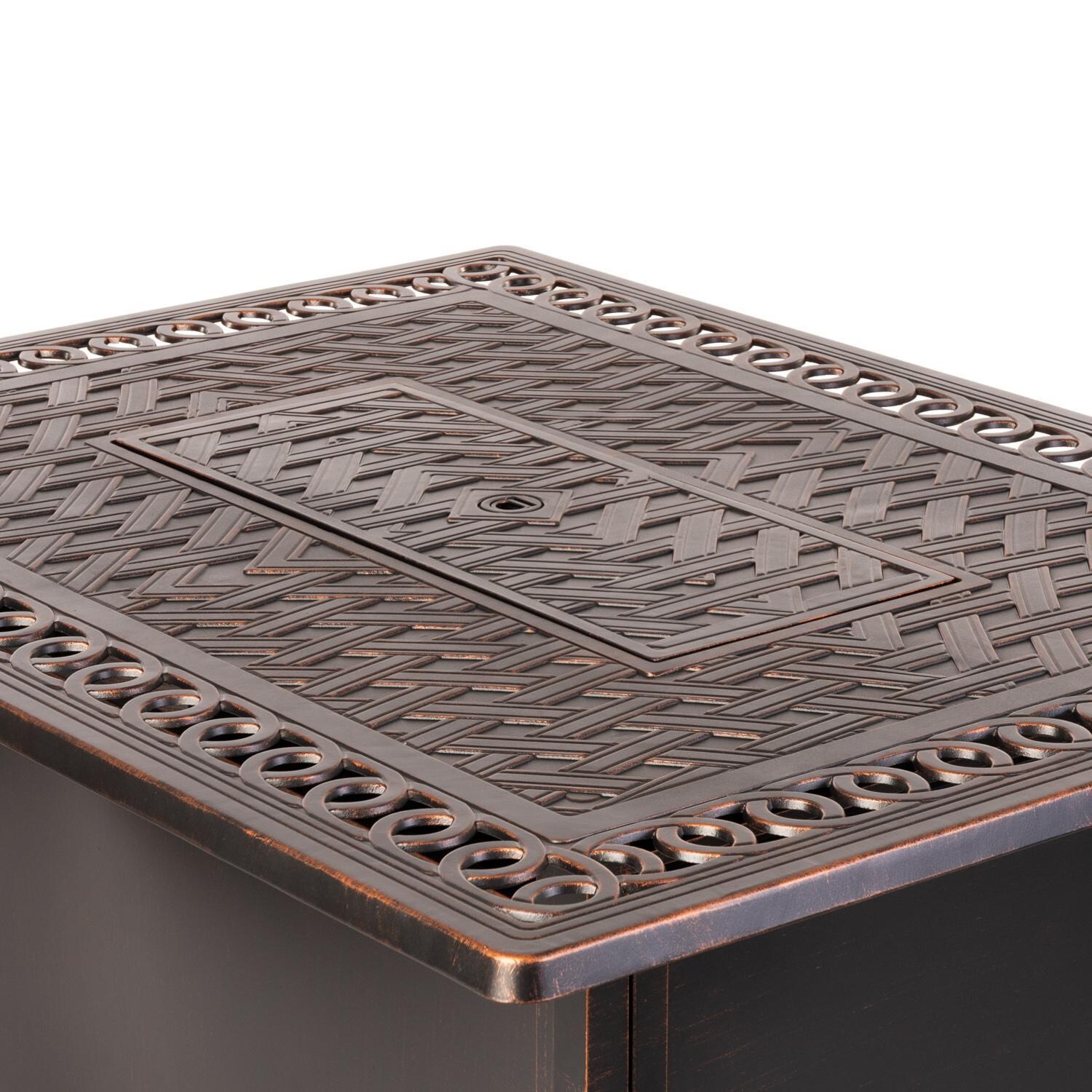 Ultimate Patio 62976-NG Lion Sands 48-Inch Rectangular Aluminum Natural Gas Fire Pit - Cover Detail thumbnail